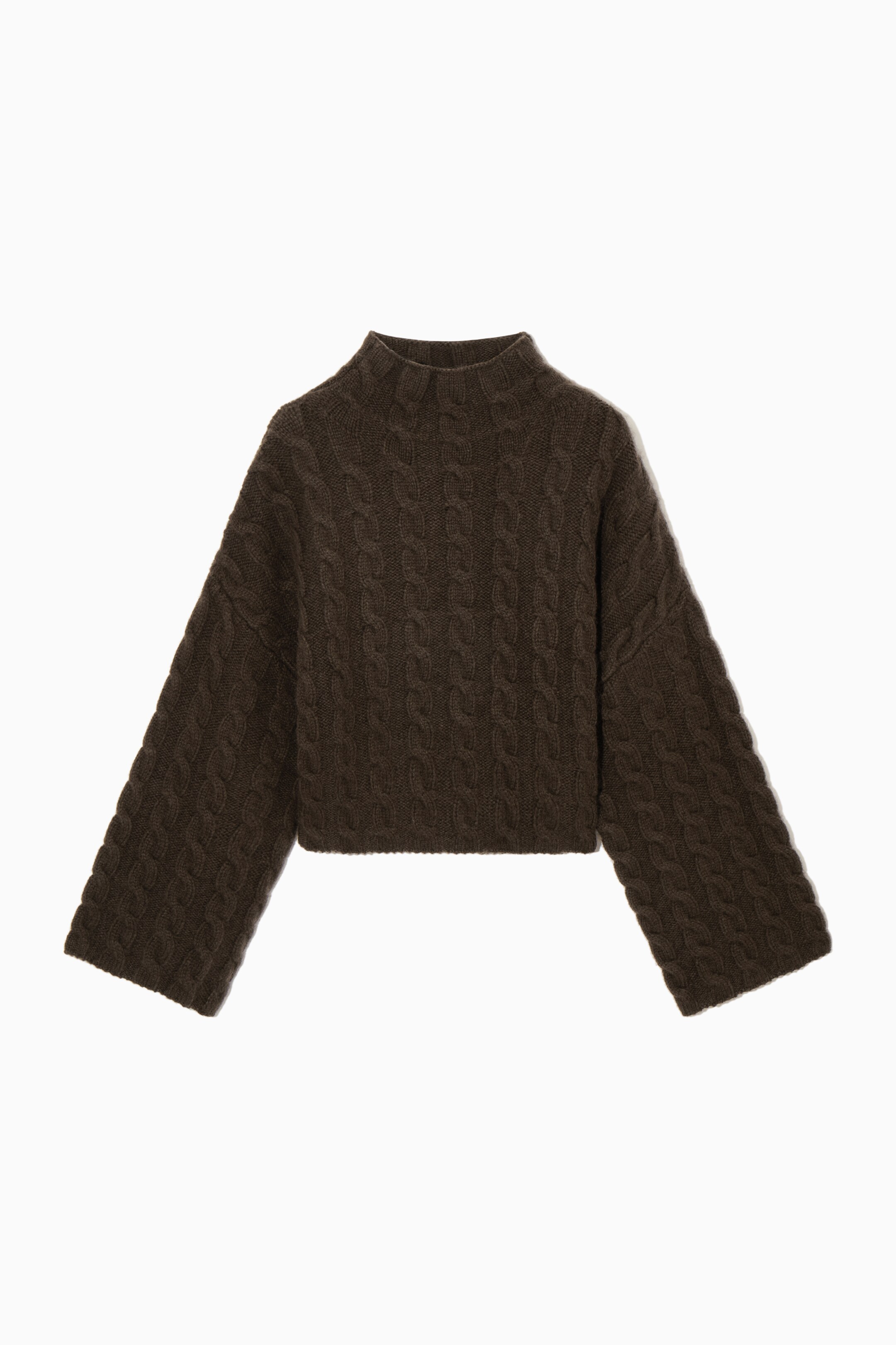 View larger image: CABLE-KNIT YAK TURTLENECK JUMPER - DARK BROWN - Ladies | H&M GB 1