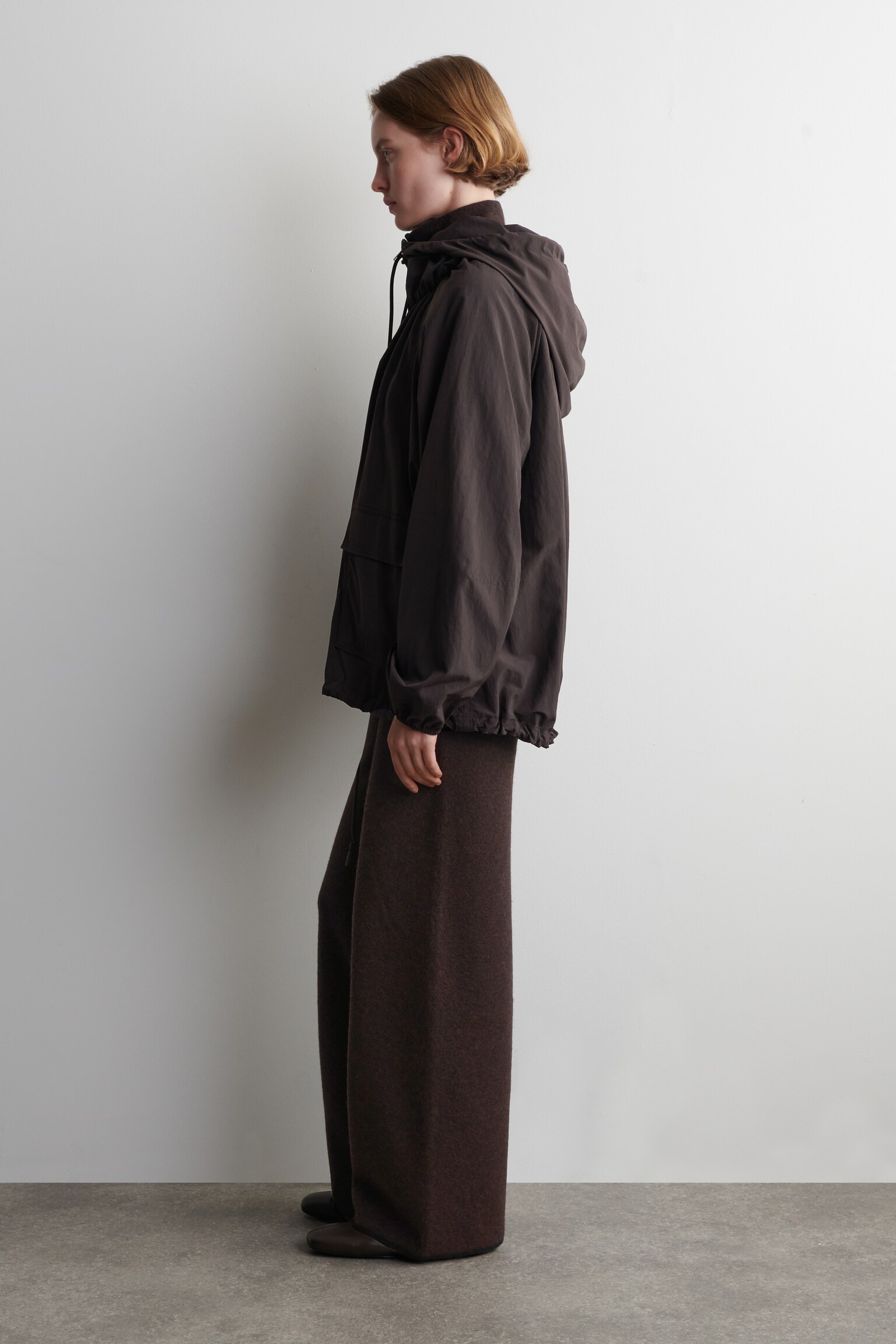 TECHNICAL HOODED PARKA JACKET - DARK BROWN/DARK RED - 3