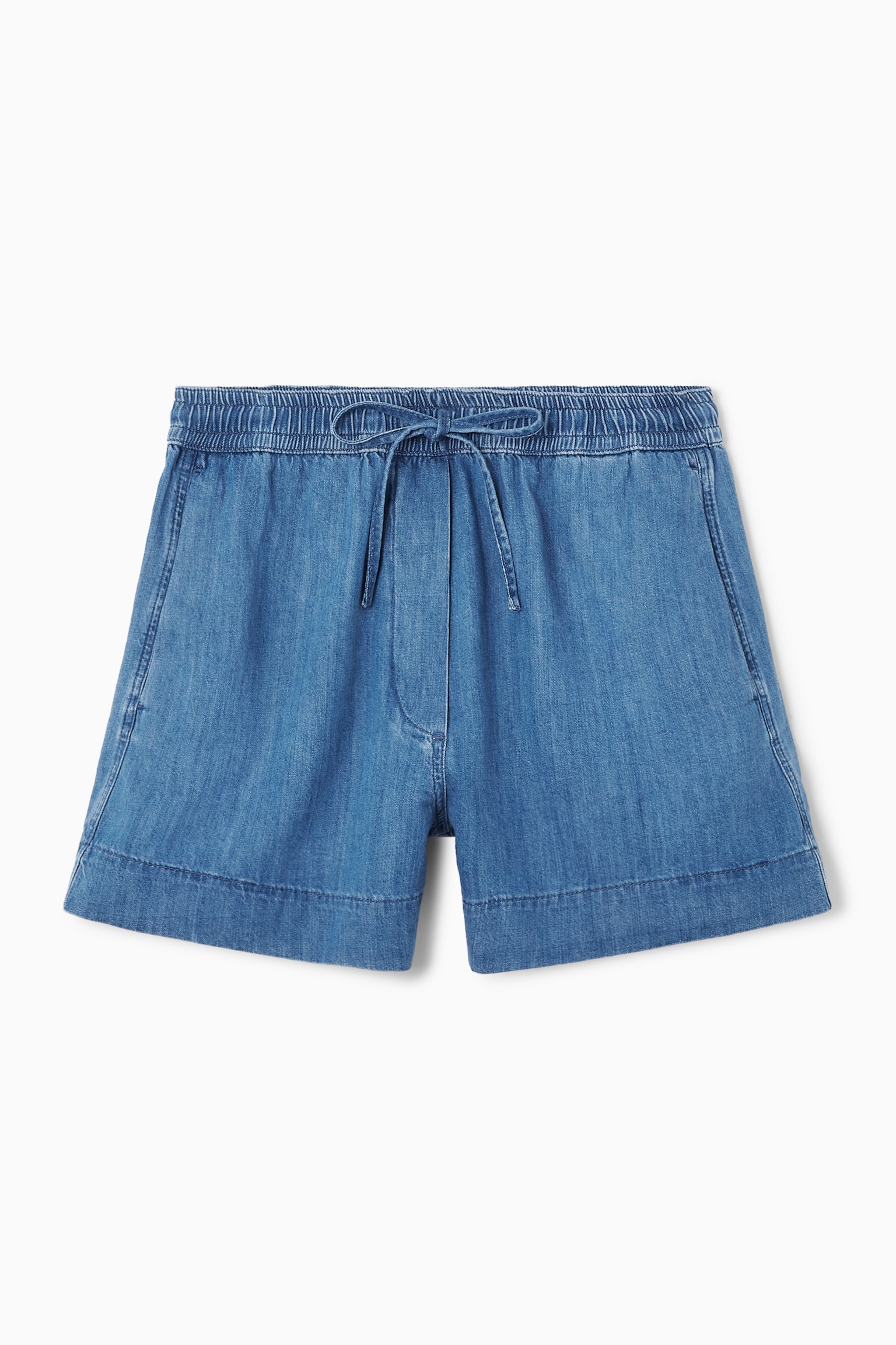 DRAWSTRING DENIM SHORTS - BLUE/INDIGO