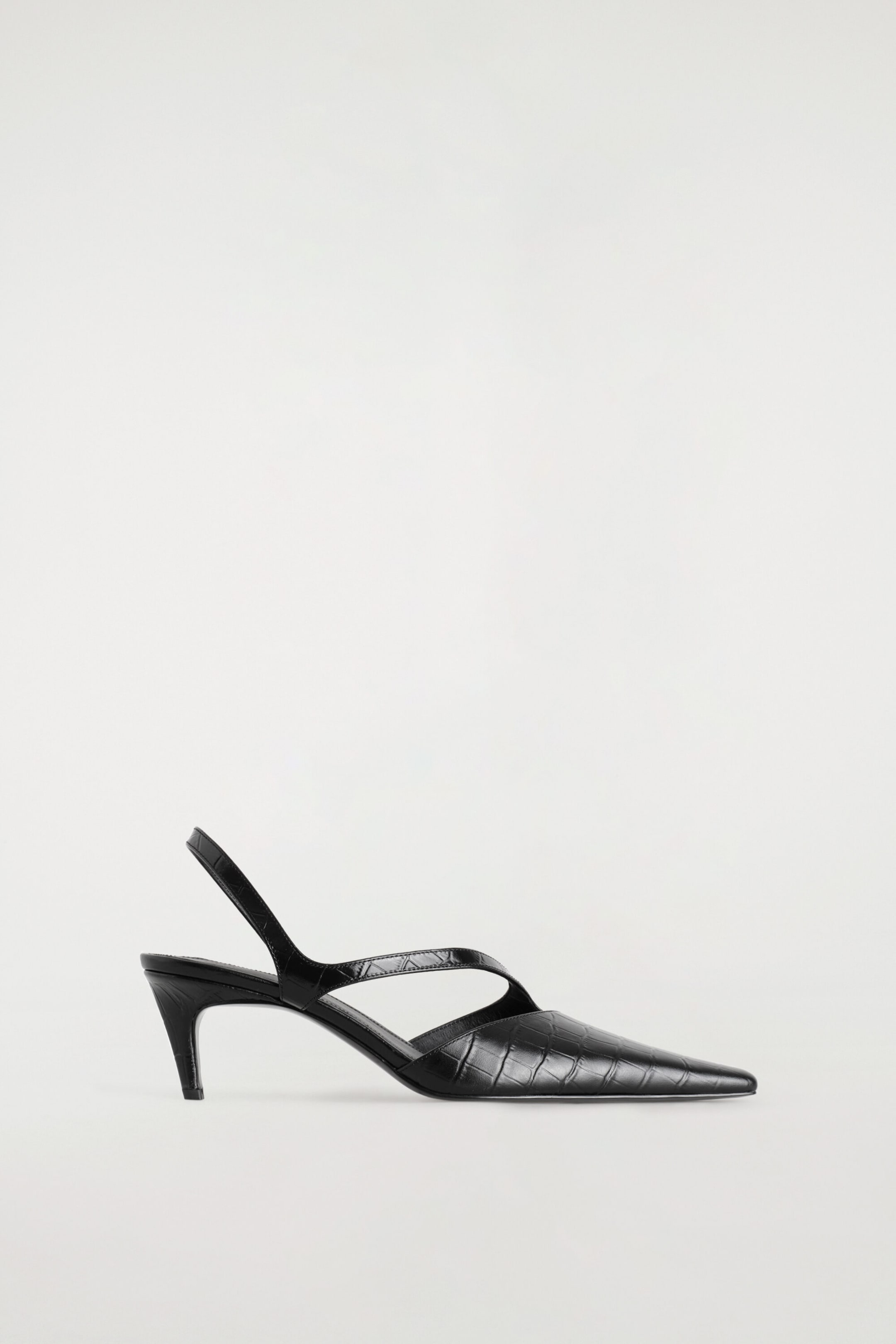 CROC-EFFECT LEATHER SLINGBACK PUMPS