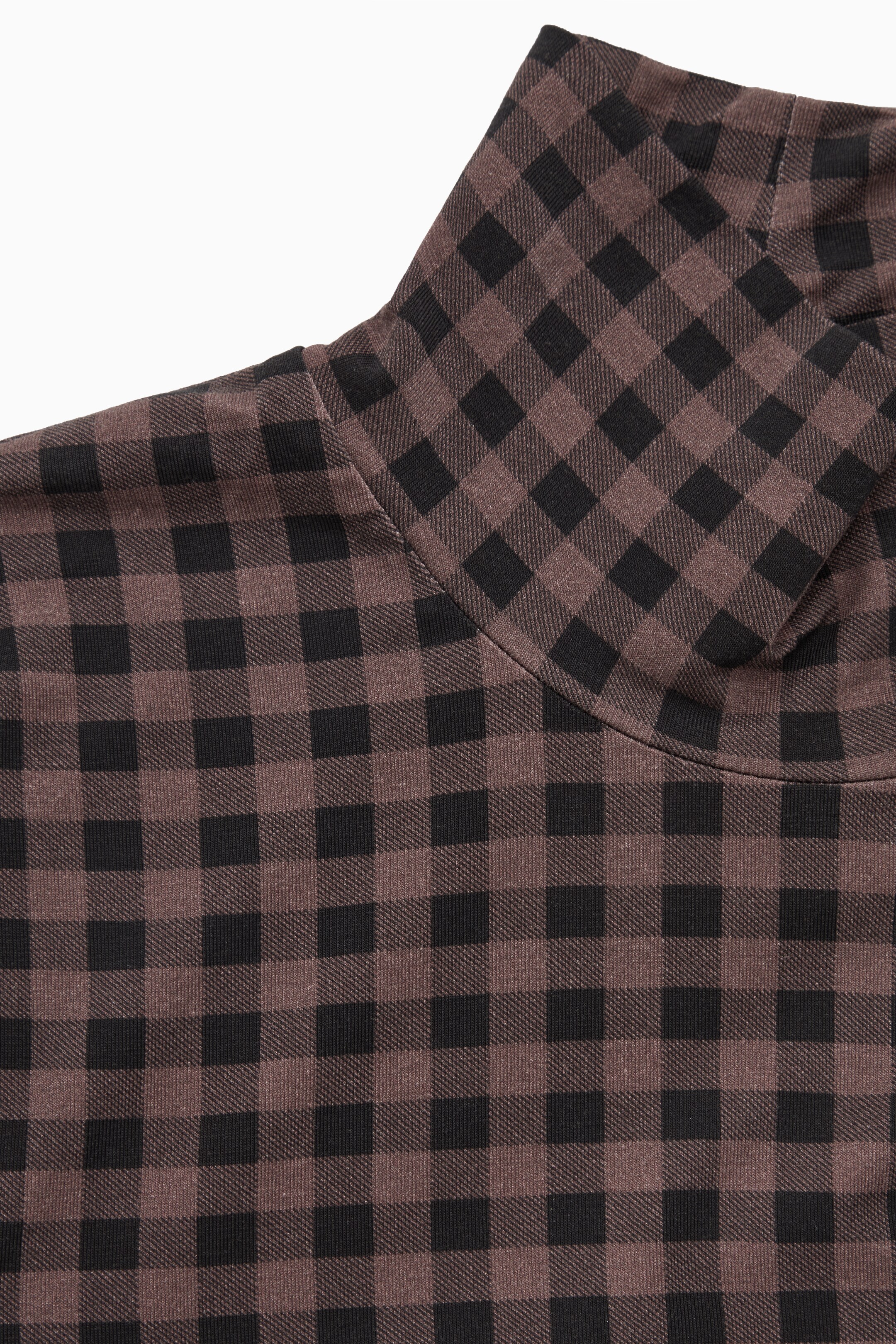 View larger image: PRINTED HIGH-NECK TOP - BROWN / BLACK / CHECKED - Ladies | H&M GB 2