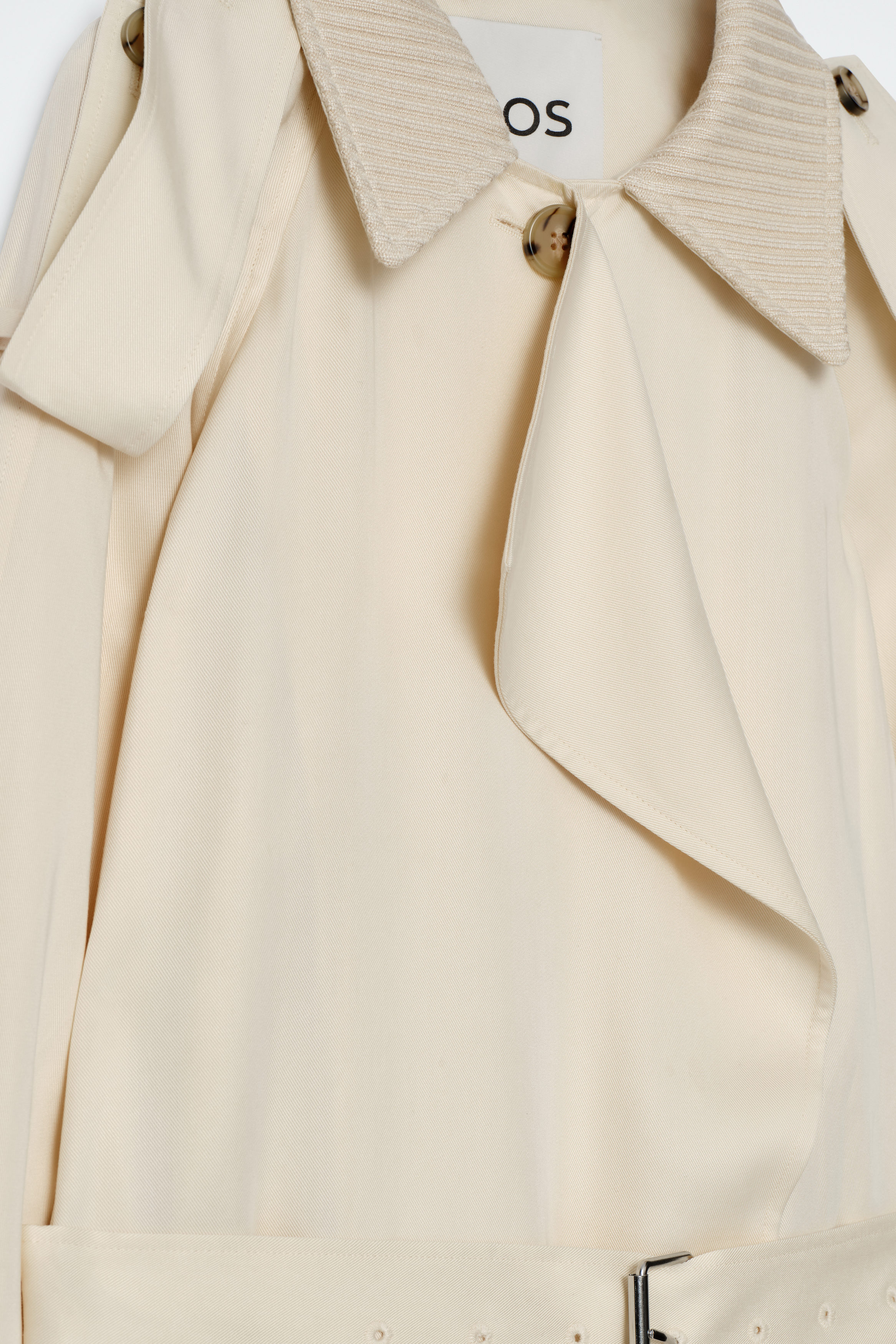 KNITTED-COLLAR TRENCH COAT - LIGHT BEIGE | COS GB