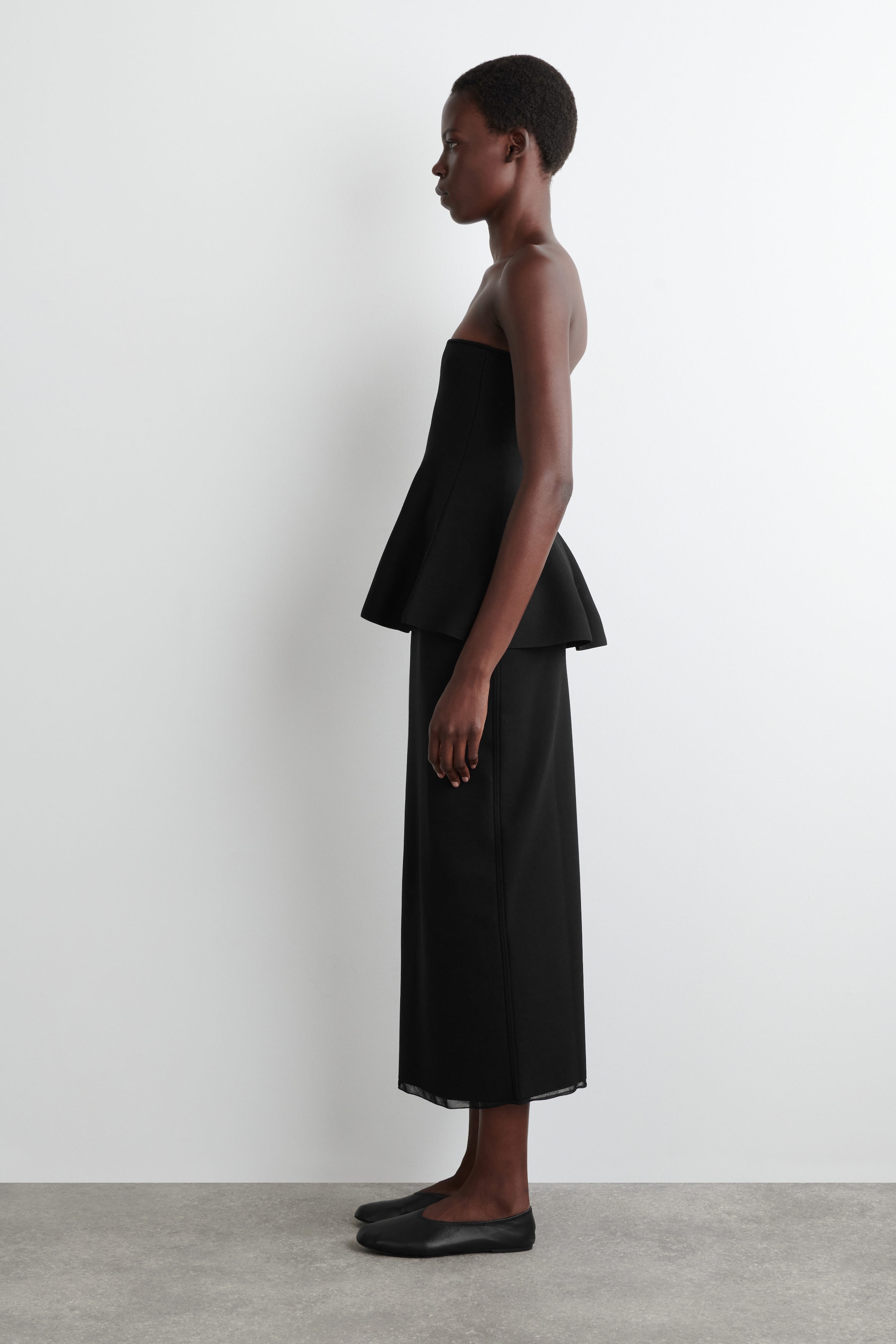 SHEER-DETAIL KNITTED MIDI SKIRT