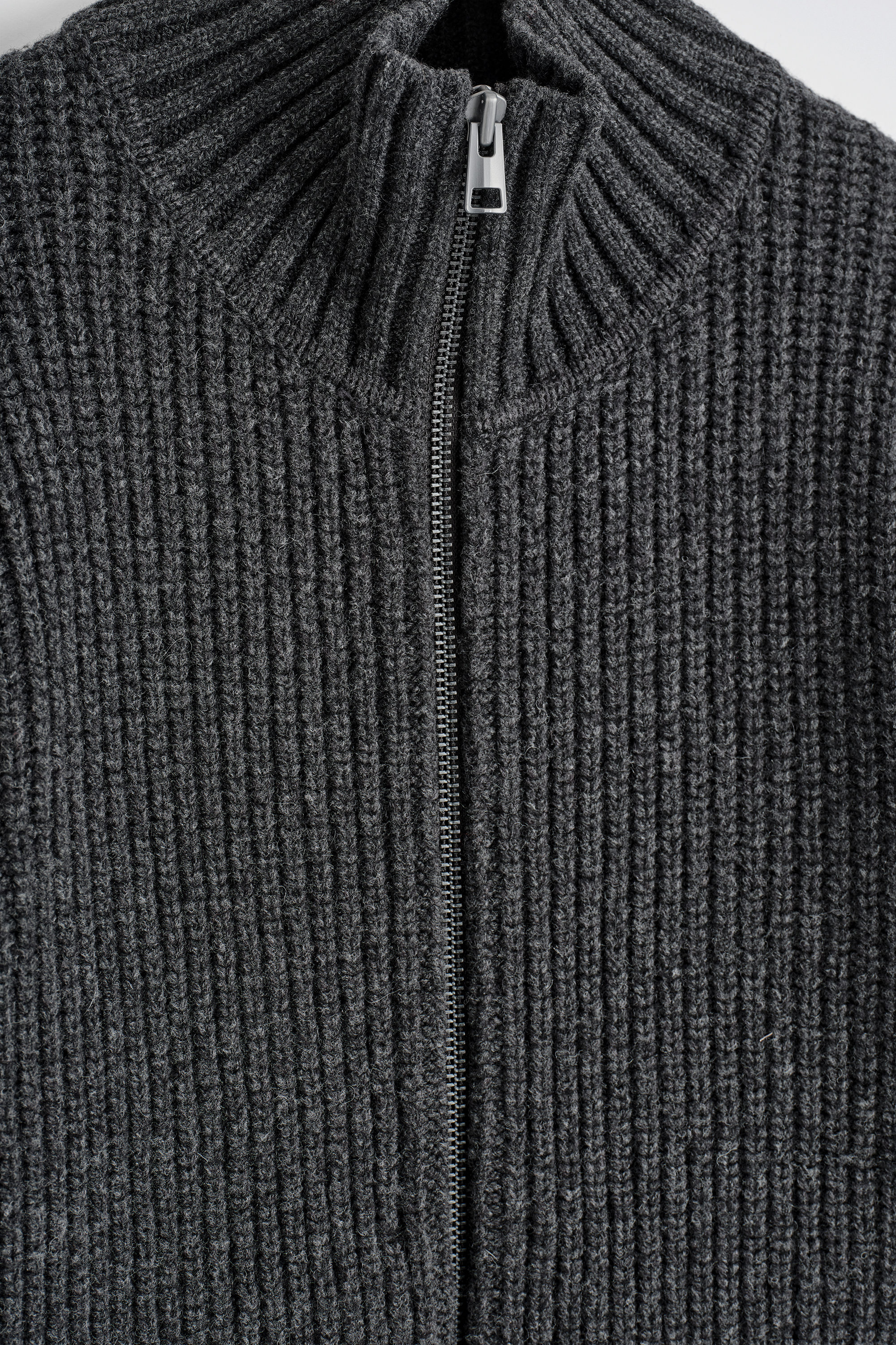 FUNNEL-NECK KNITTED WOOL JACKET - CHARCOAL | COS US