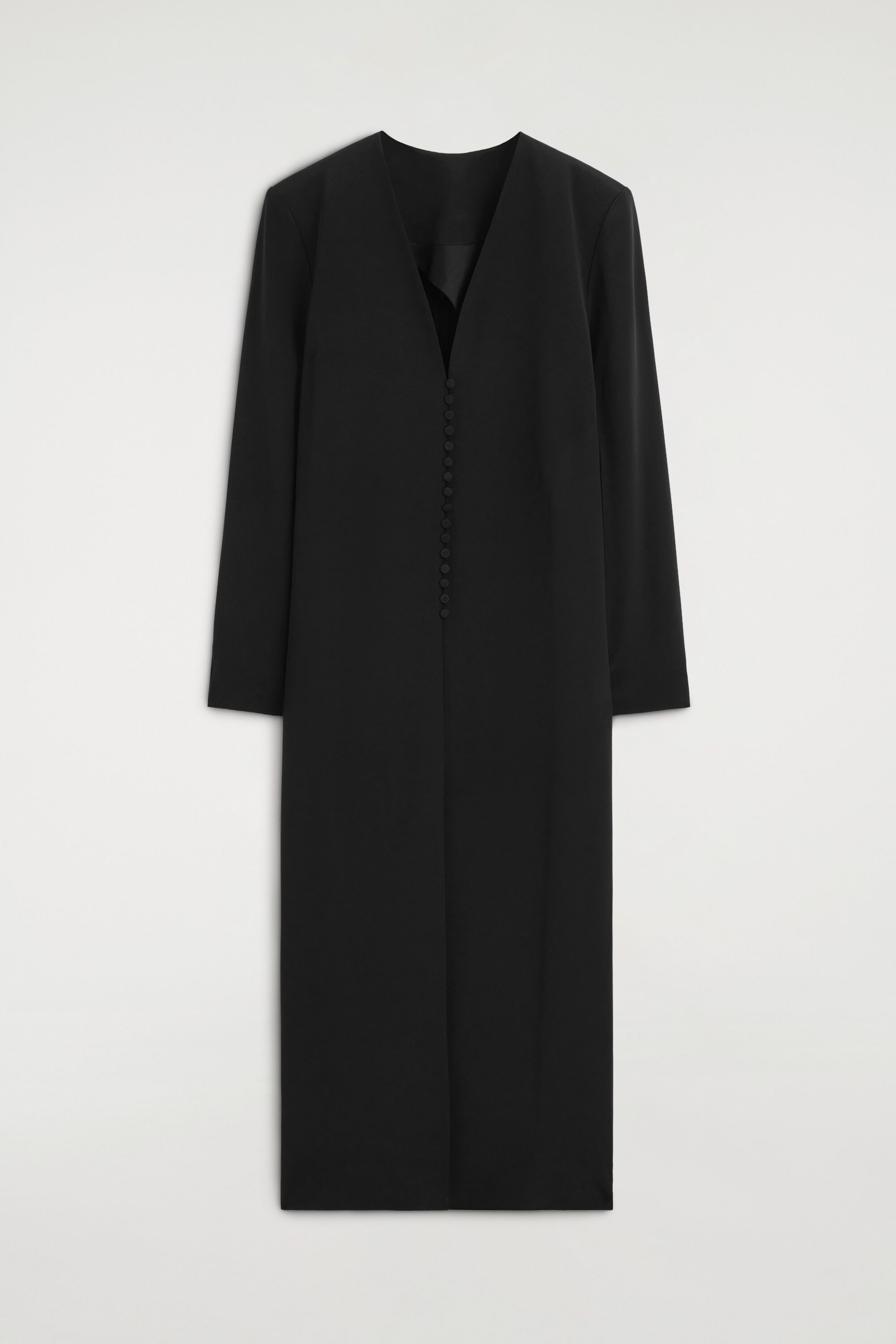 LONG MANTEAU EN CRÊPE DE SOIE AVEC DÉTAILS DE BOUTONS