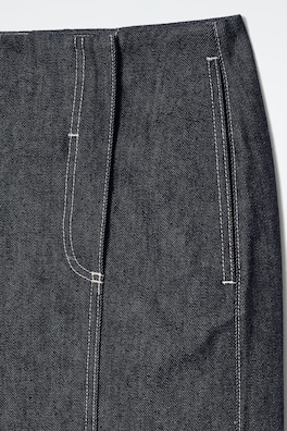 STRAIGHT DENIM MIDI SKIRT — INDIGO 1