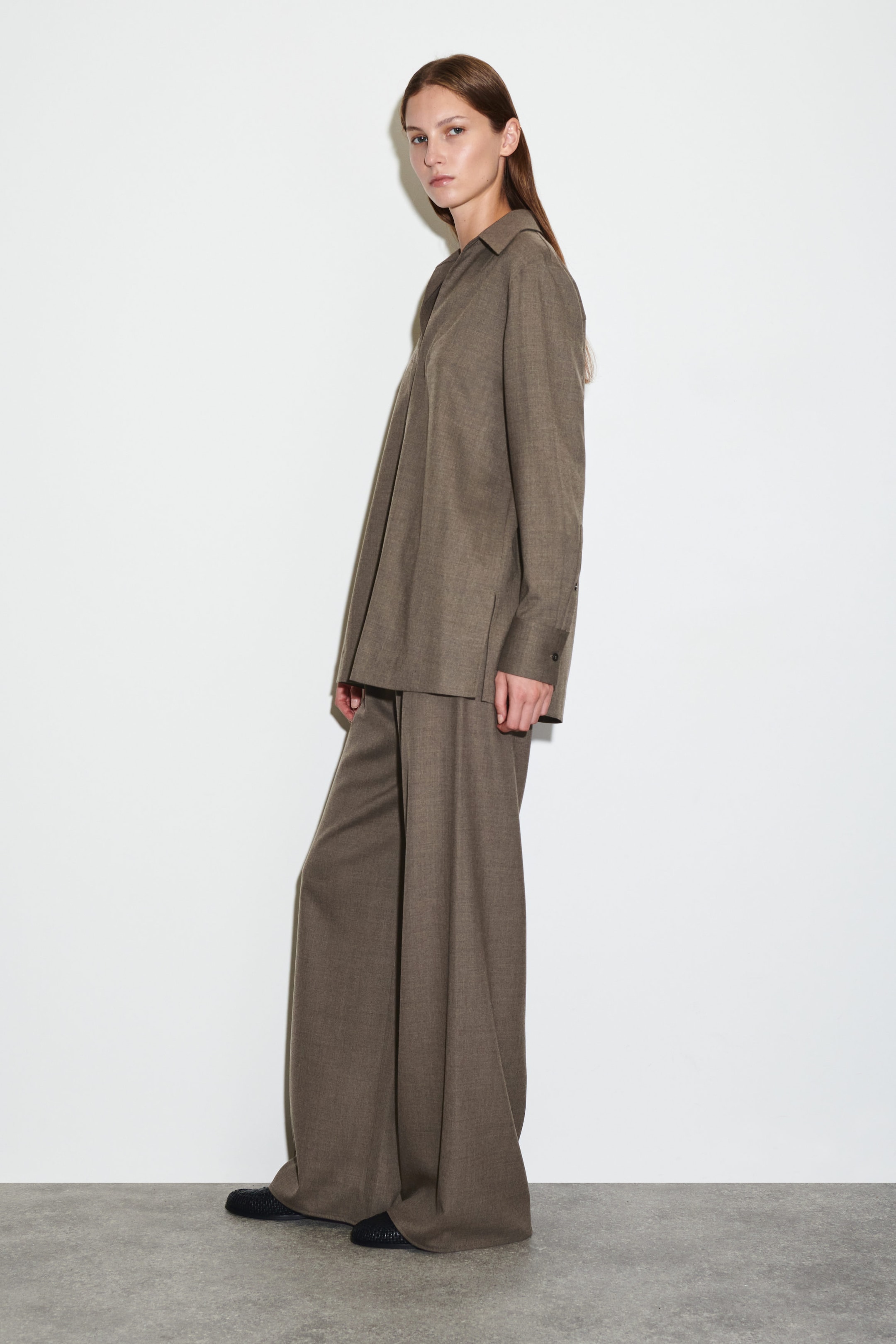OPEN-COLLAR WOOL-BLEND SHIRT