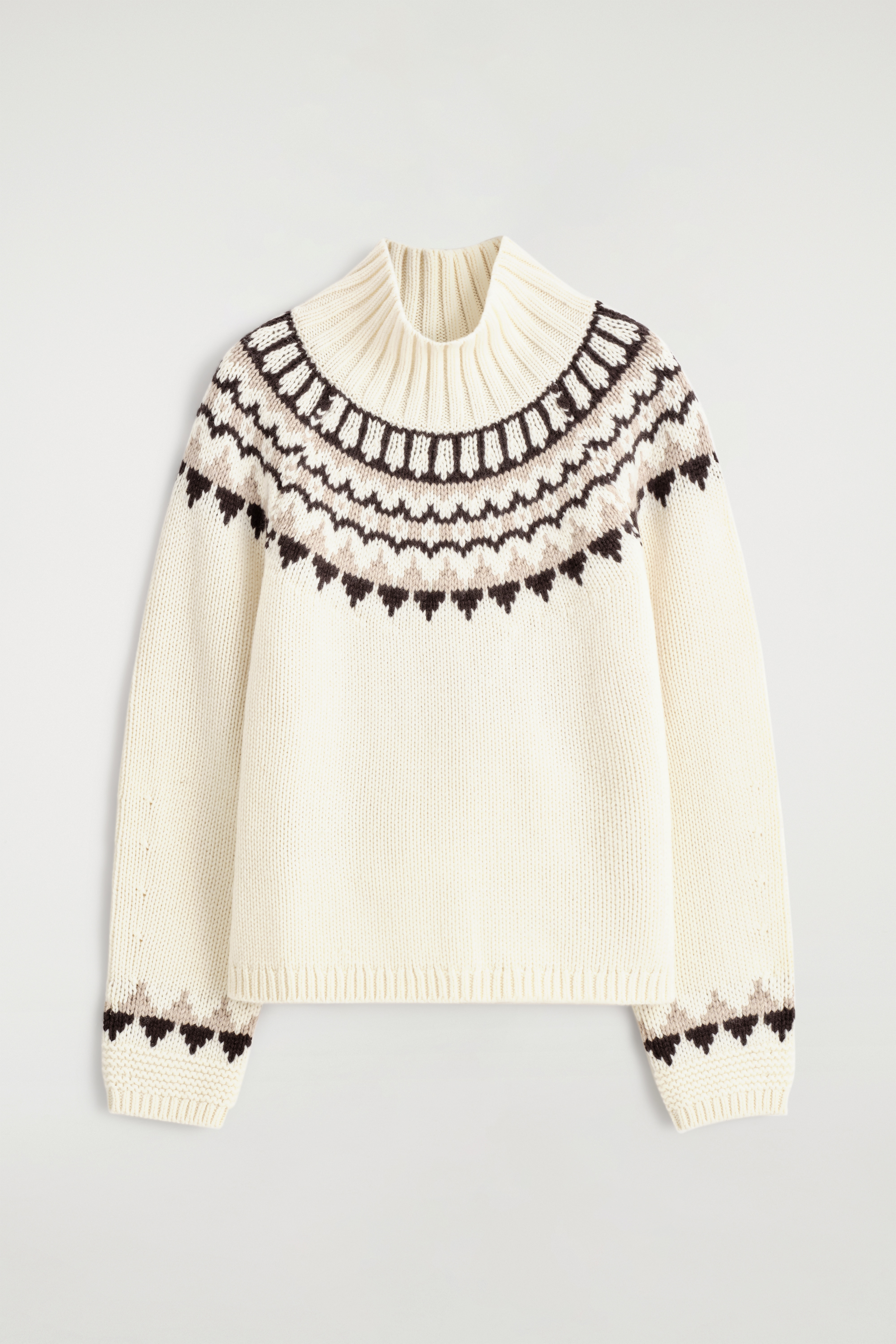 PULL FAIR ISLE EN LAINE ET CACHEMIRE - CRÈME / MARRON / ROSE/NOIR / BLANC / BRUN