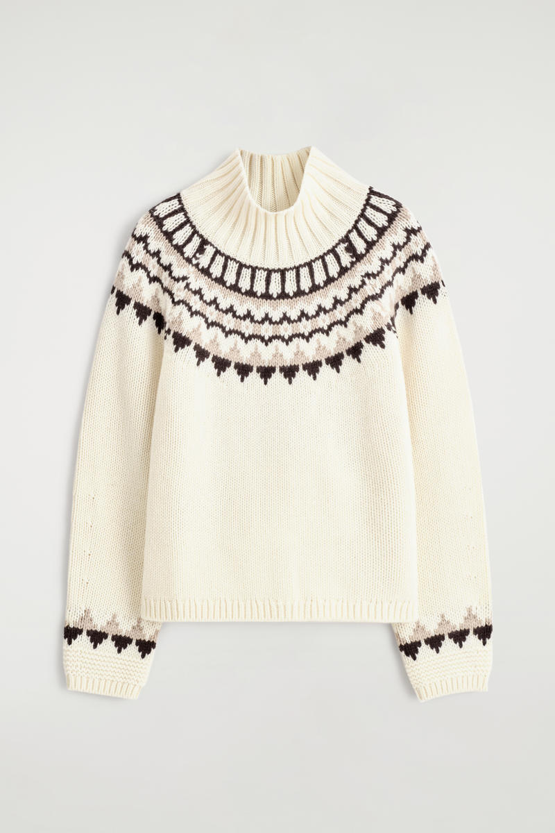 Cos Fair Isle Wool-cashmere Sweater In White