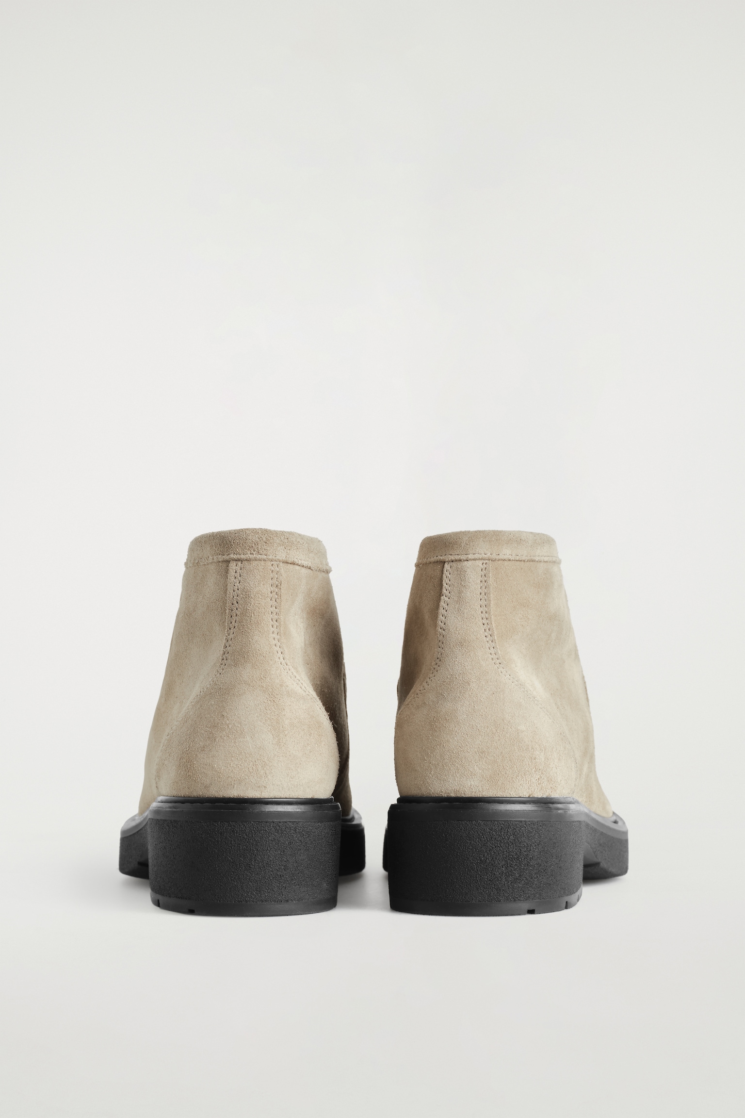 LACE-UP SUEDE ANKLE BOOTS - BEIGE/BLACK - 5