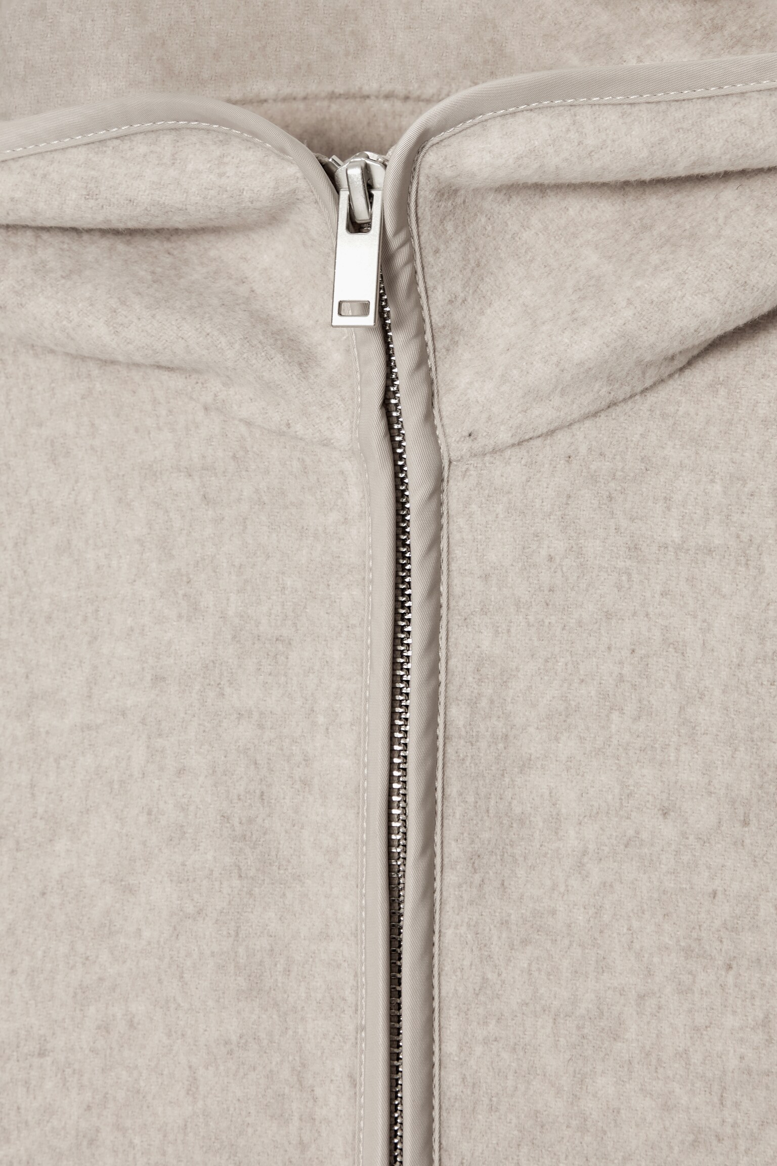CHAQUETA DE LANA CON CAPUCHA DE DOBLE FAZ - BEIGE CLARO/GRIS - 7