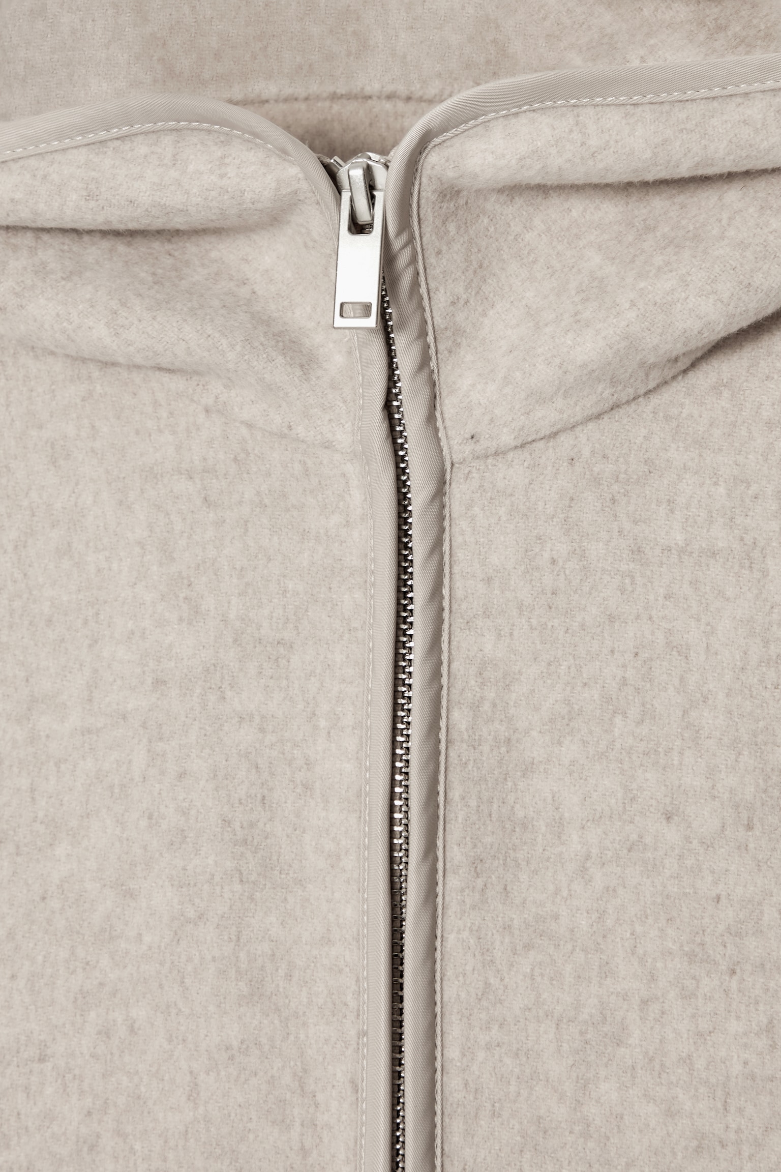 CHAQUETA DE LANA CON CAPUCHA DE DOBLE FAZ - BEIGE CLARO/GRIS - 3