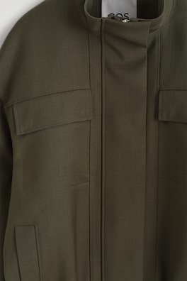 MOCK-NECK WOOL-BLEND BOMBER JACKET — KHAKI MÉLANGE 8