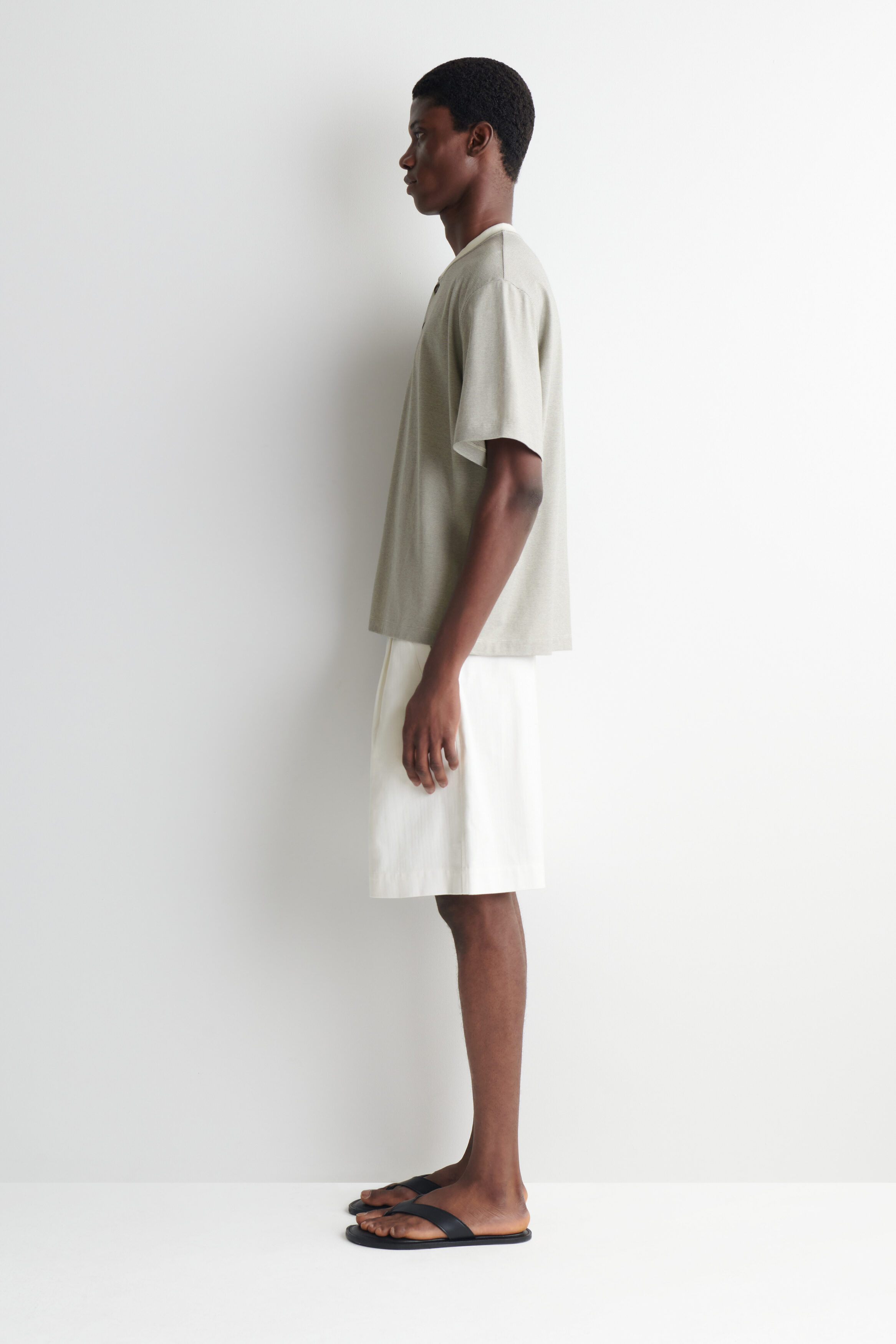 STRIPED COTTON HENLEY T-SHIRT - thumbnail 2