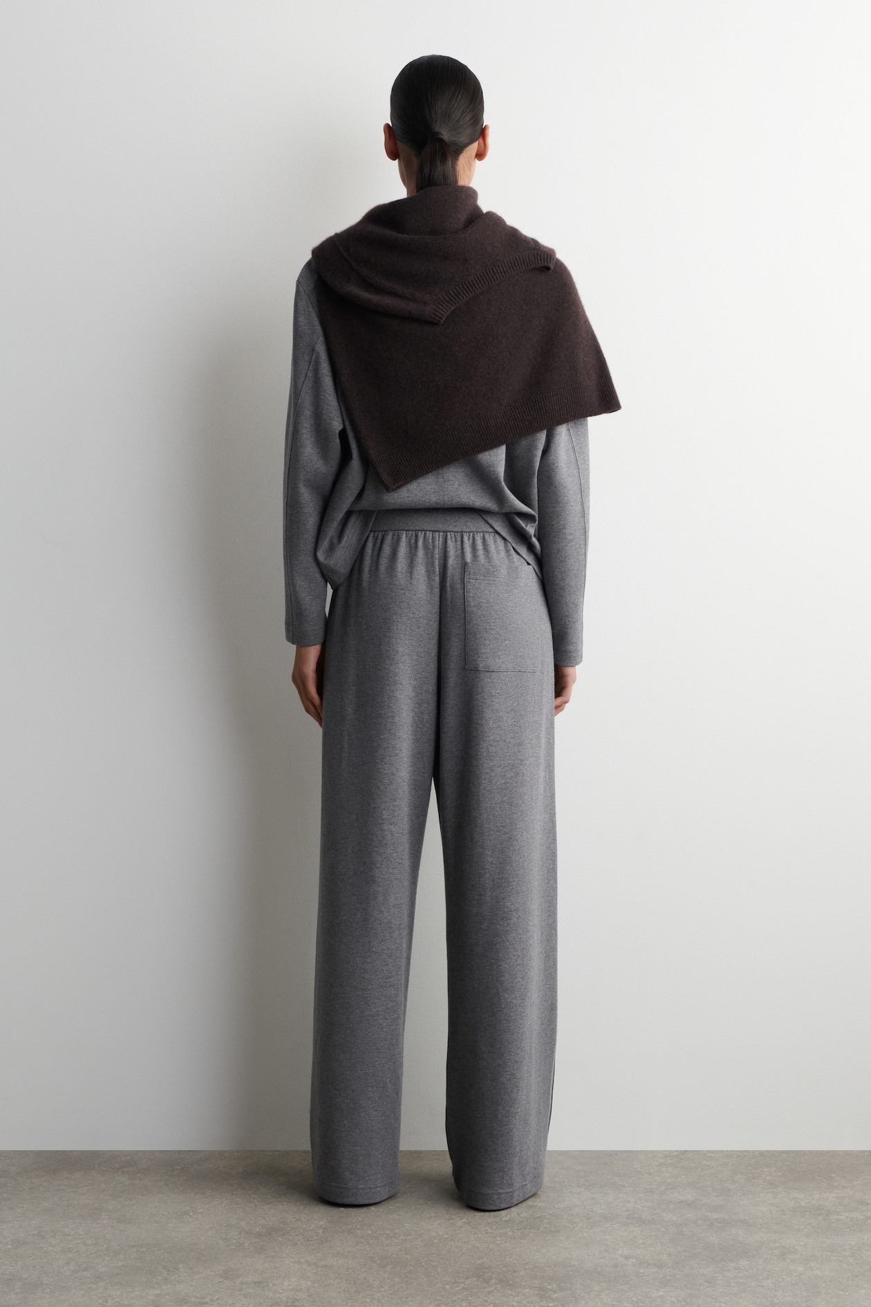 WIDE-LEG COTTON JOGGERS — GREY MÉLANGE