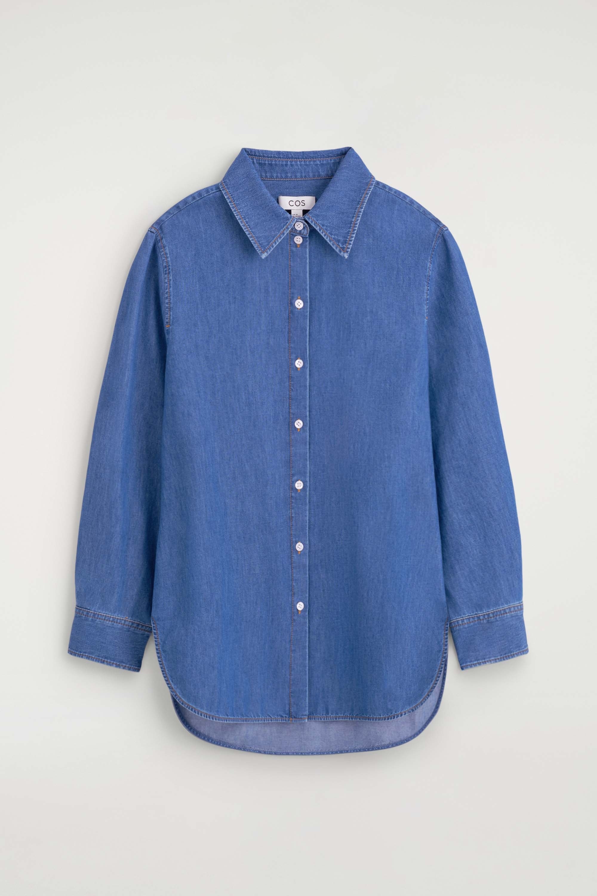 CĂMAȘĂ DIN DENIM LUNGĂ - ALBASTRU
