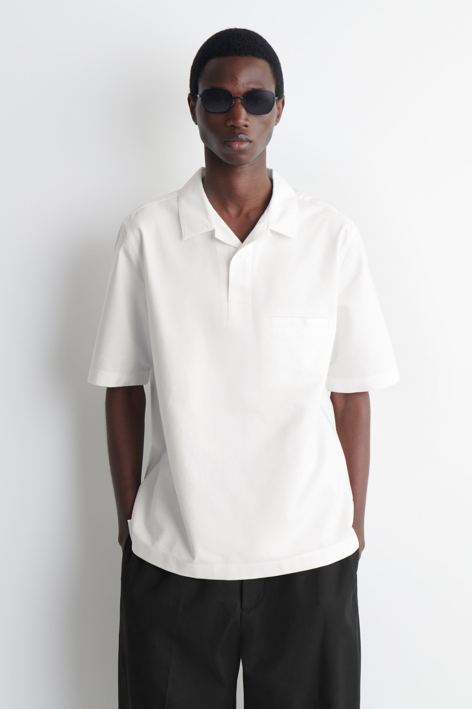 CAMICIA POPOVER IN COTONE OXFORD - BIANCO/AZZURRO - 1
