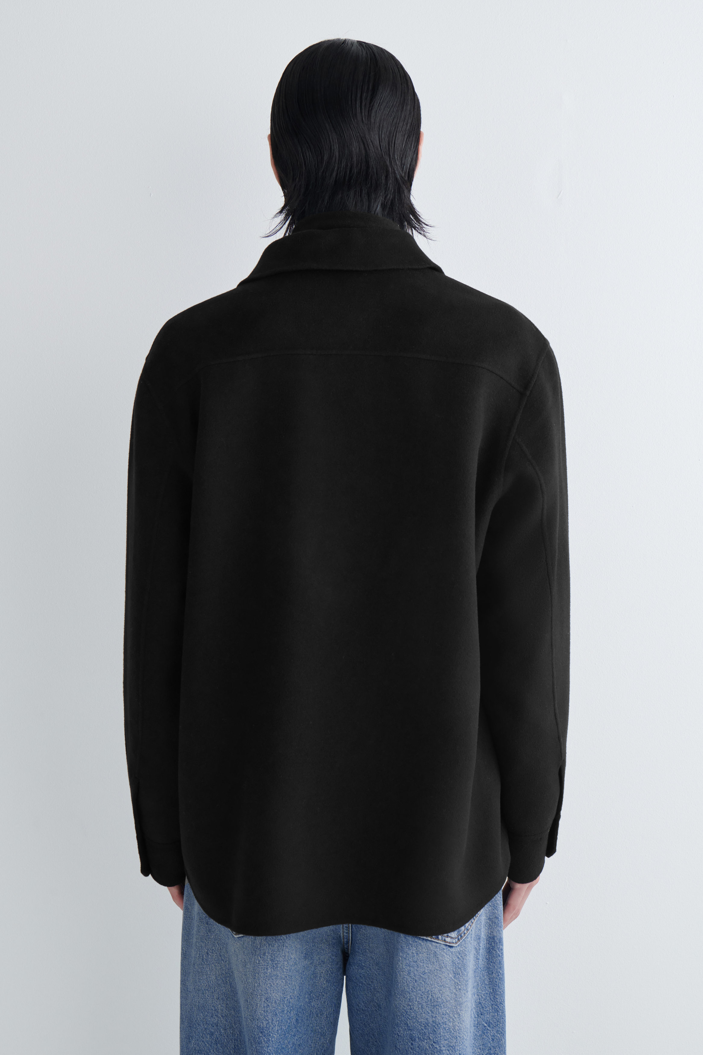 DOUBLE-FACED WOOL OVERSHIRT - BLACK | COS