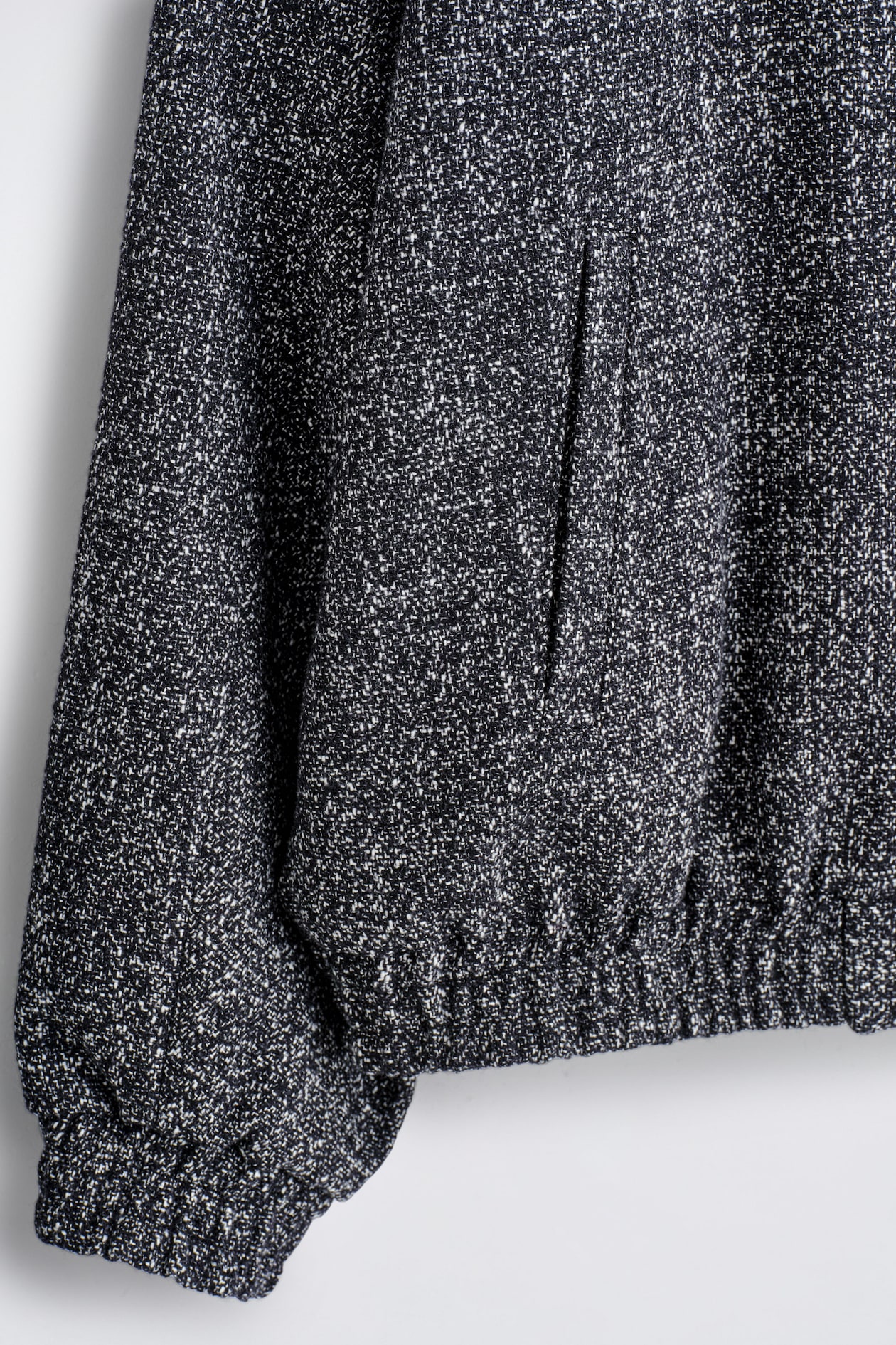 TWEED TRACK JACKET — BLACK