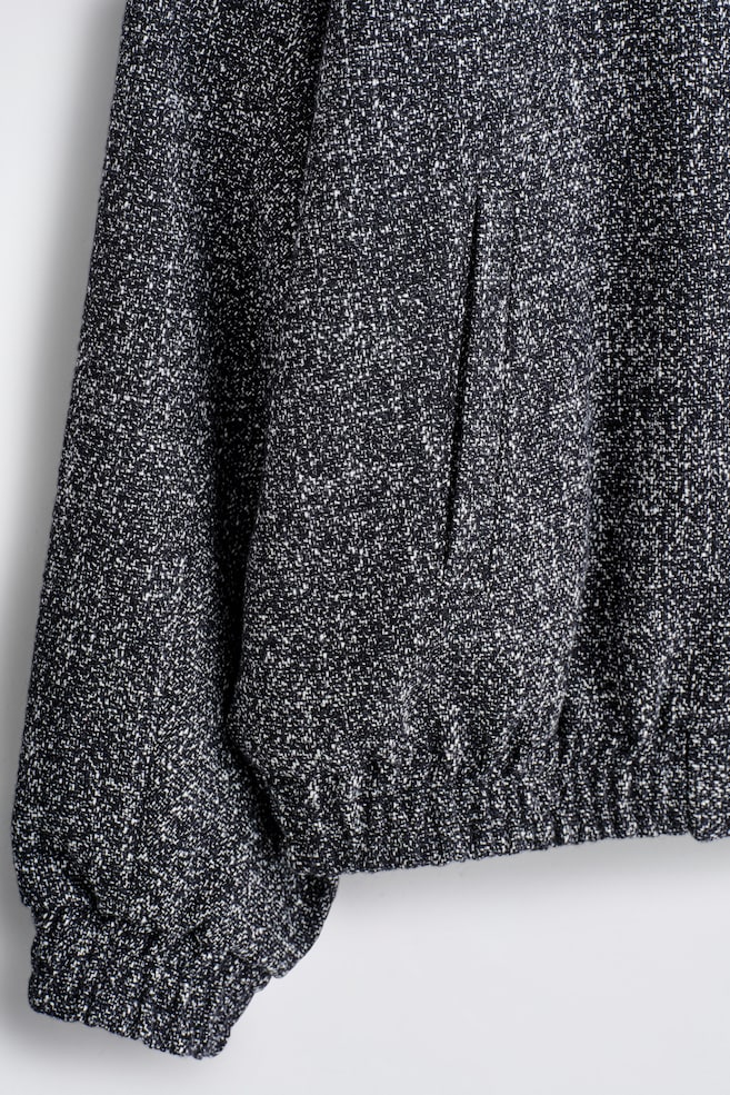 TWEED TRACK JACKET — BLACK