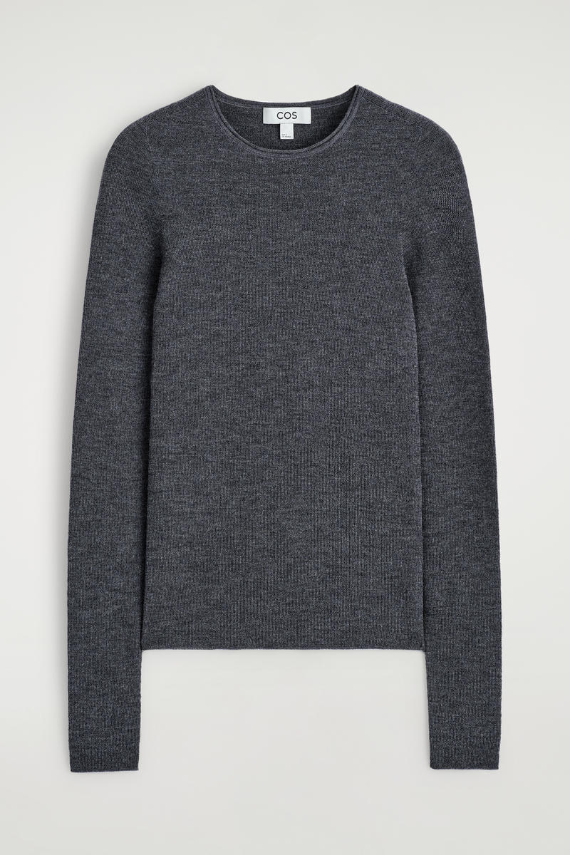 COS Seamless Merino Wool Long-Sleeved Top Grey Women's Extra Large