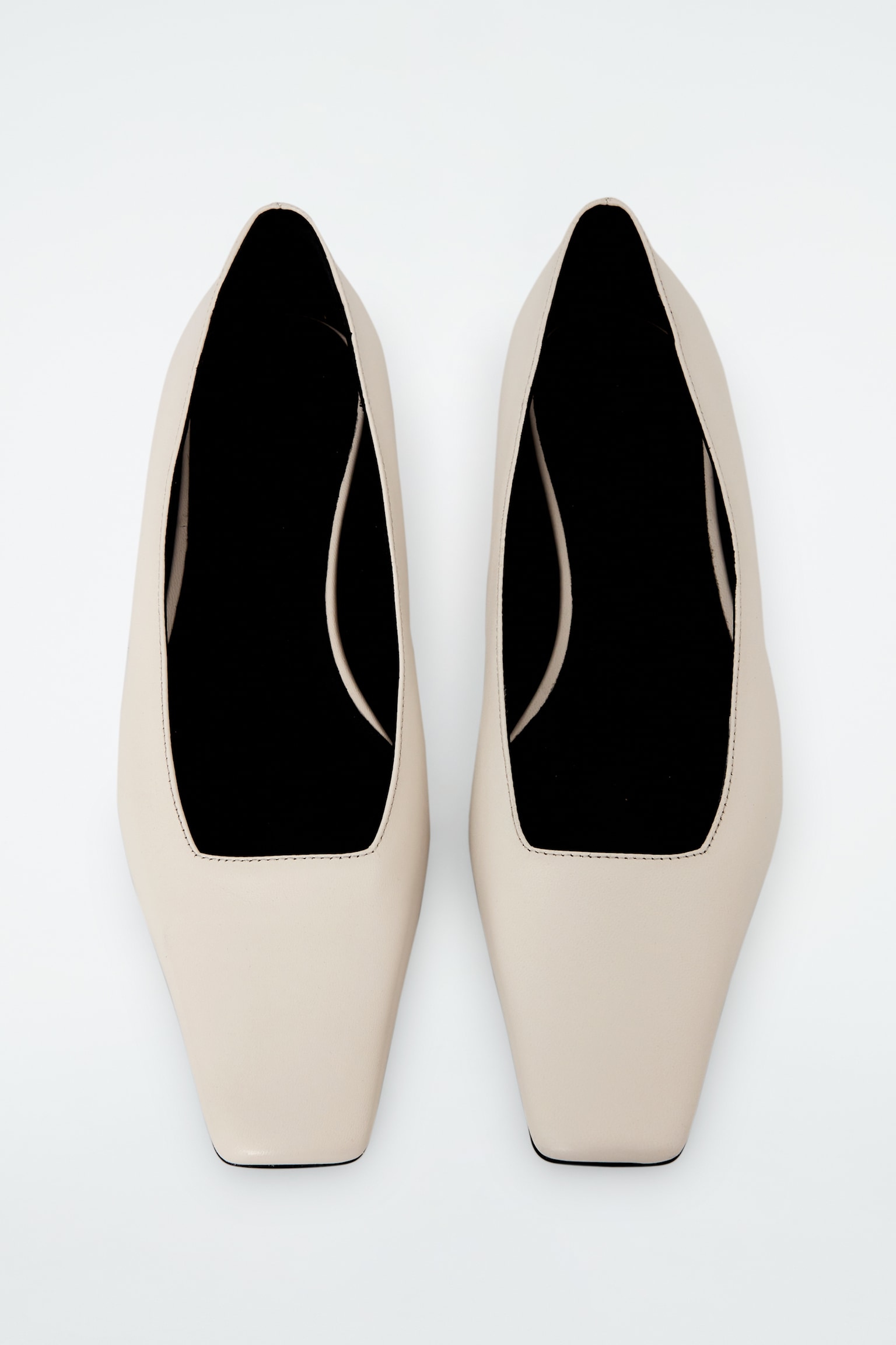 SQUARE-TOE LEATHER COURT SHOES - WHITE - 5
