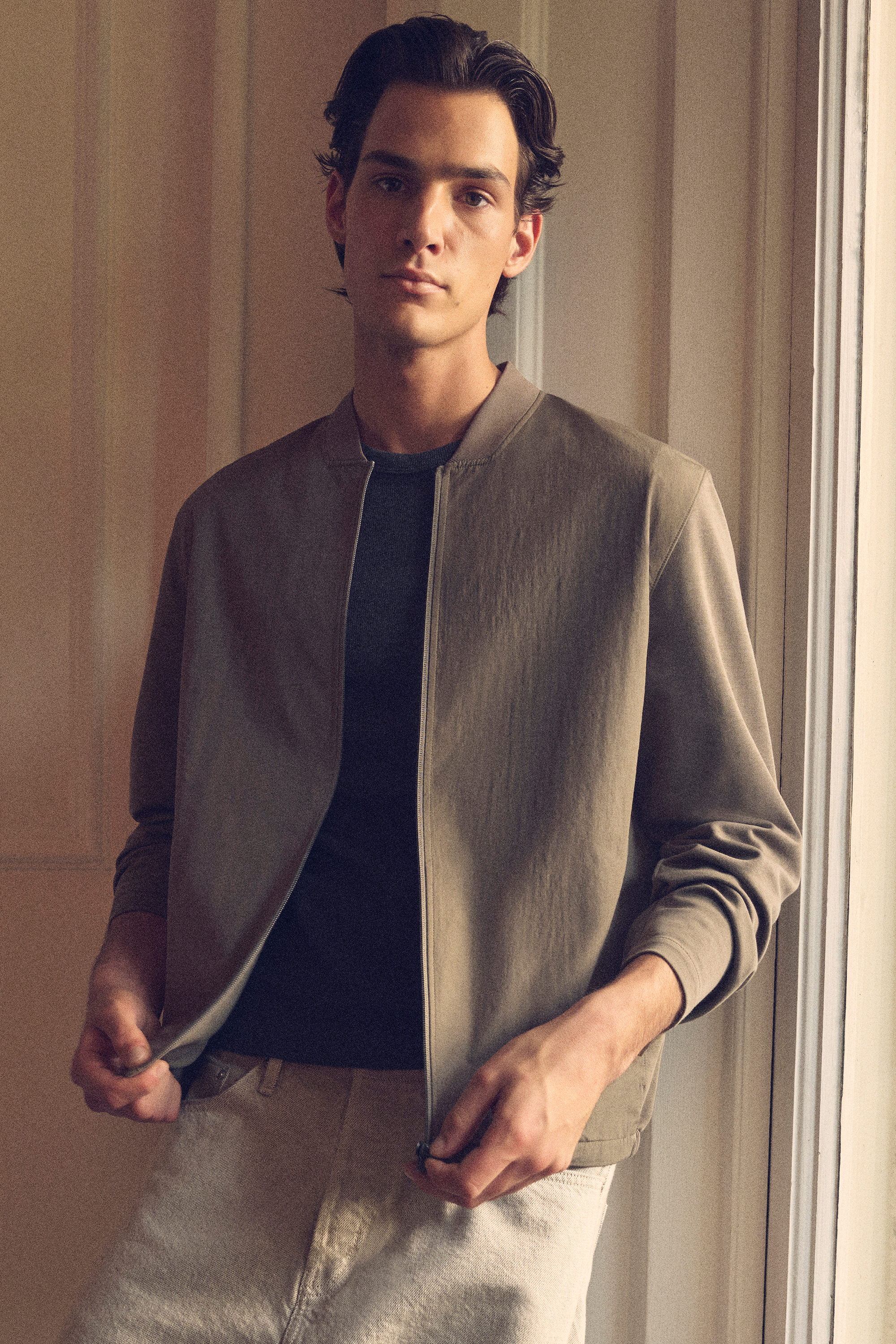 ジャケット・アウター COLOMBO cashmere tailored jacket grunge NYLON-PANELED BOMBER JACKET - GRAY-BROWN | COS