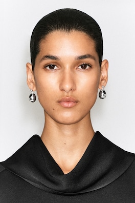 AGATE DROP EARRINGS — SILVER / BLACK 1