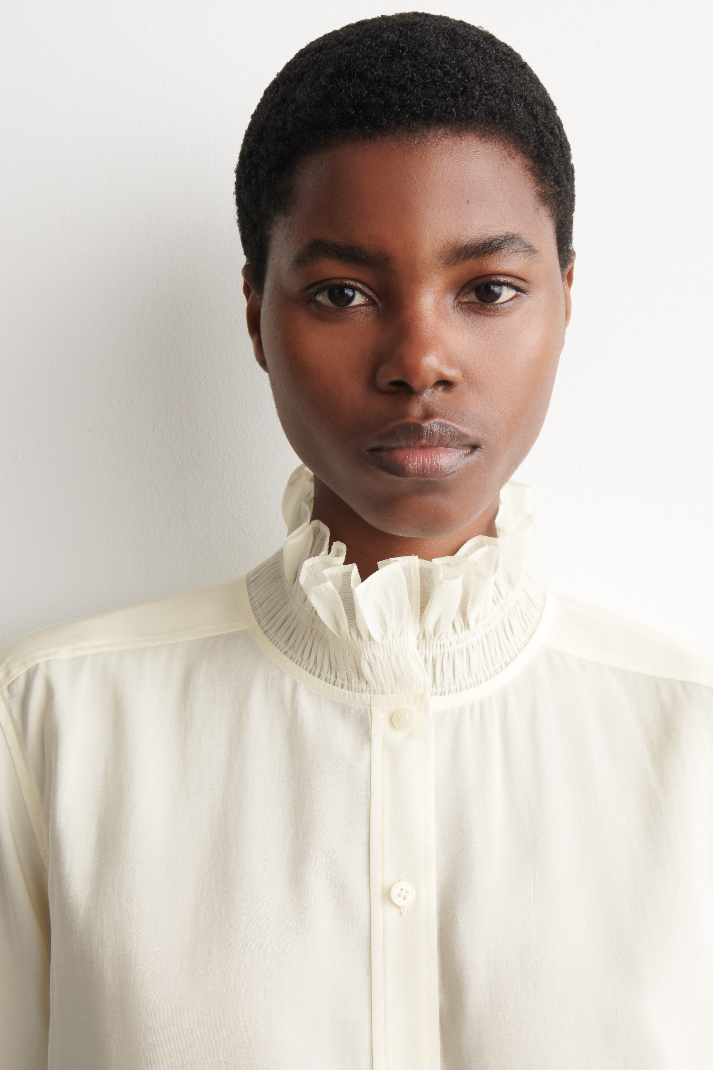 RUFFLE-COLLAR MODAL BLOUSE - IVORY | COS US