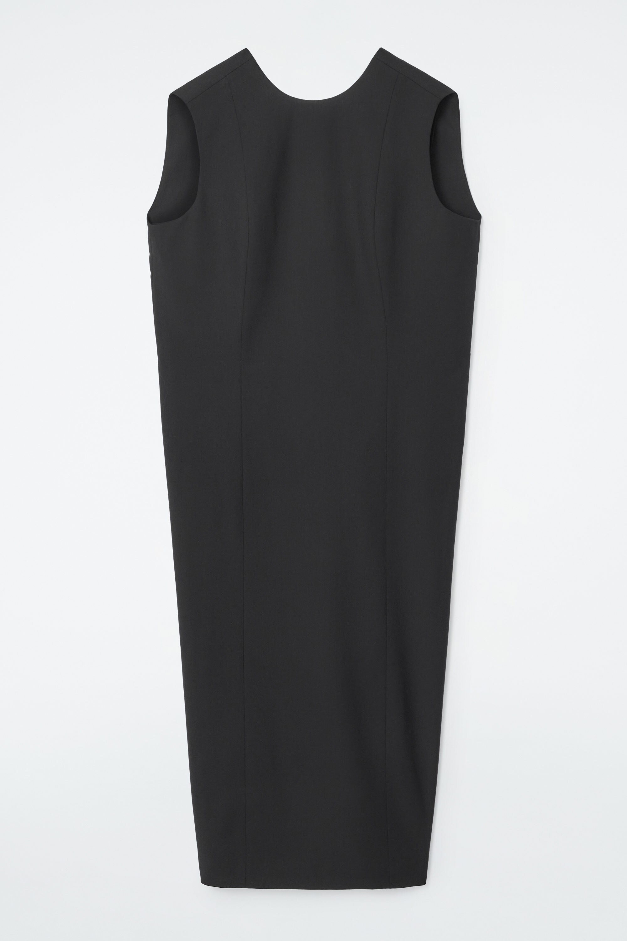 THE SLEEVELESS TAILORED WOOL DRESS - CARBON | COS