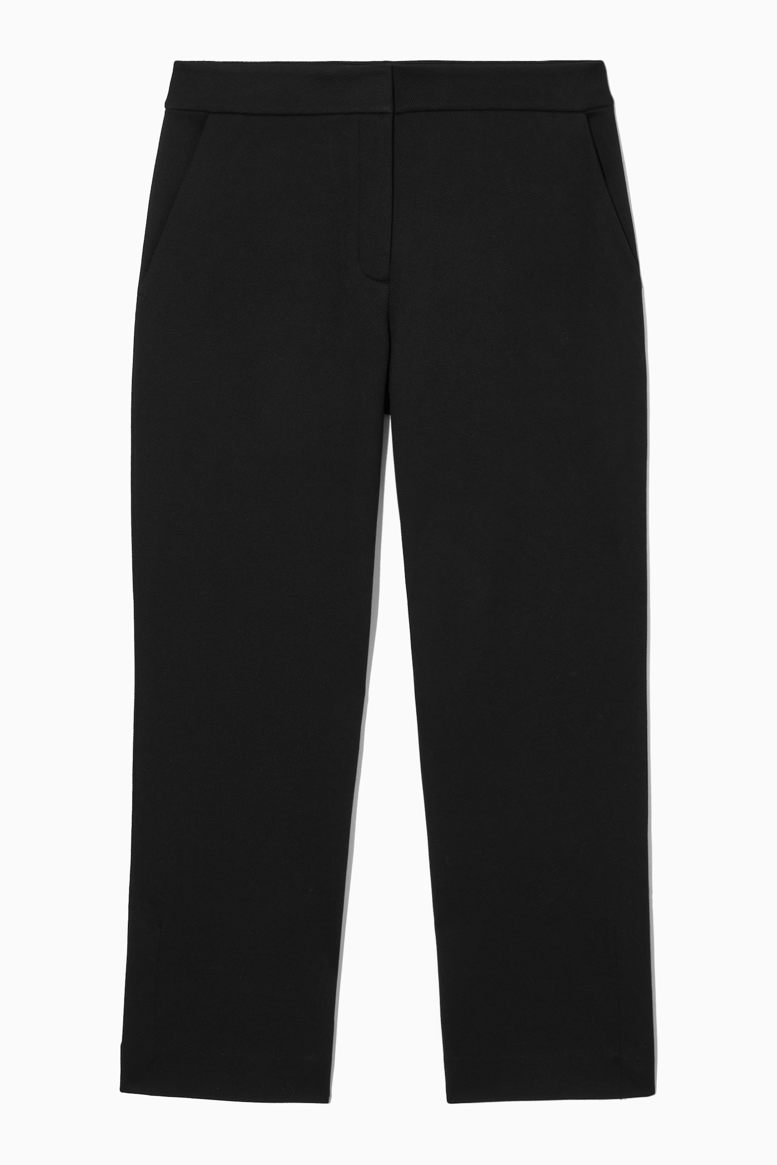 SLIM HIGH-WAISTED PINTUCKED TROUSERS - BLACK