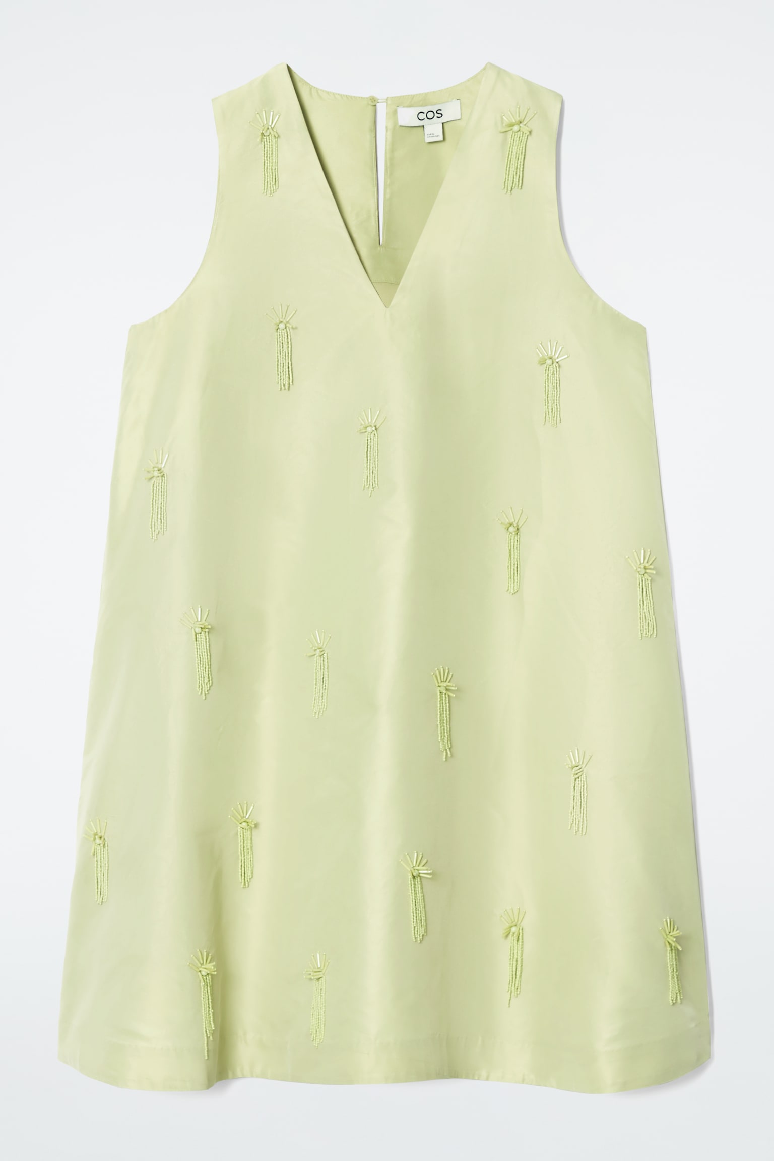 EMBELLISHED MINI SHIFT DRESS - PALE GREEN