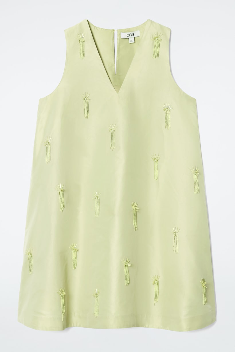 EMBELLISHED MINI SHIFT DRESS - PALE GREEN | COS CH