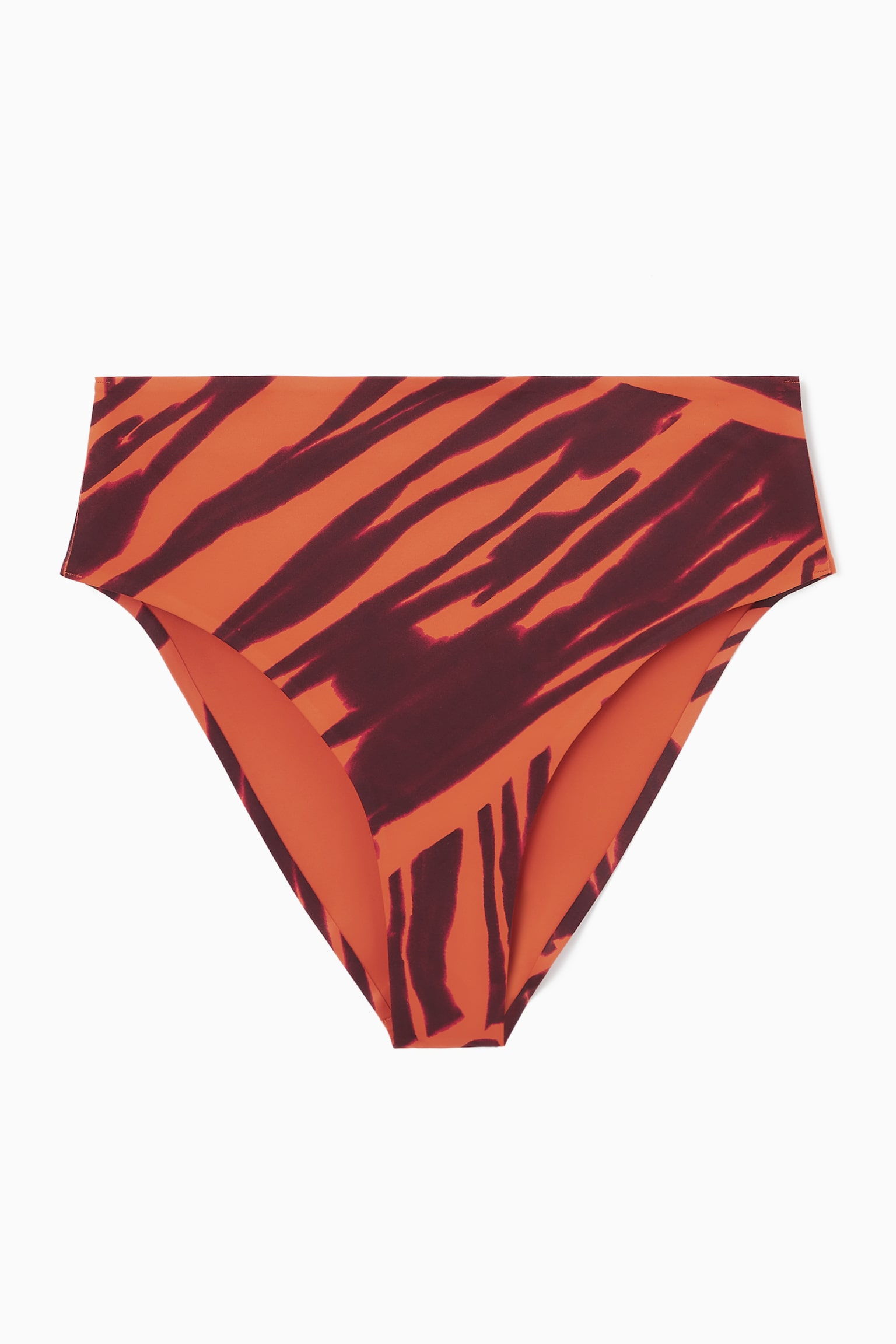 HIGH-WAISTED SCUBA BIKINI BRIEFS - BROWN / ORANGE / PINK/DARK TURQUOISE