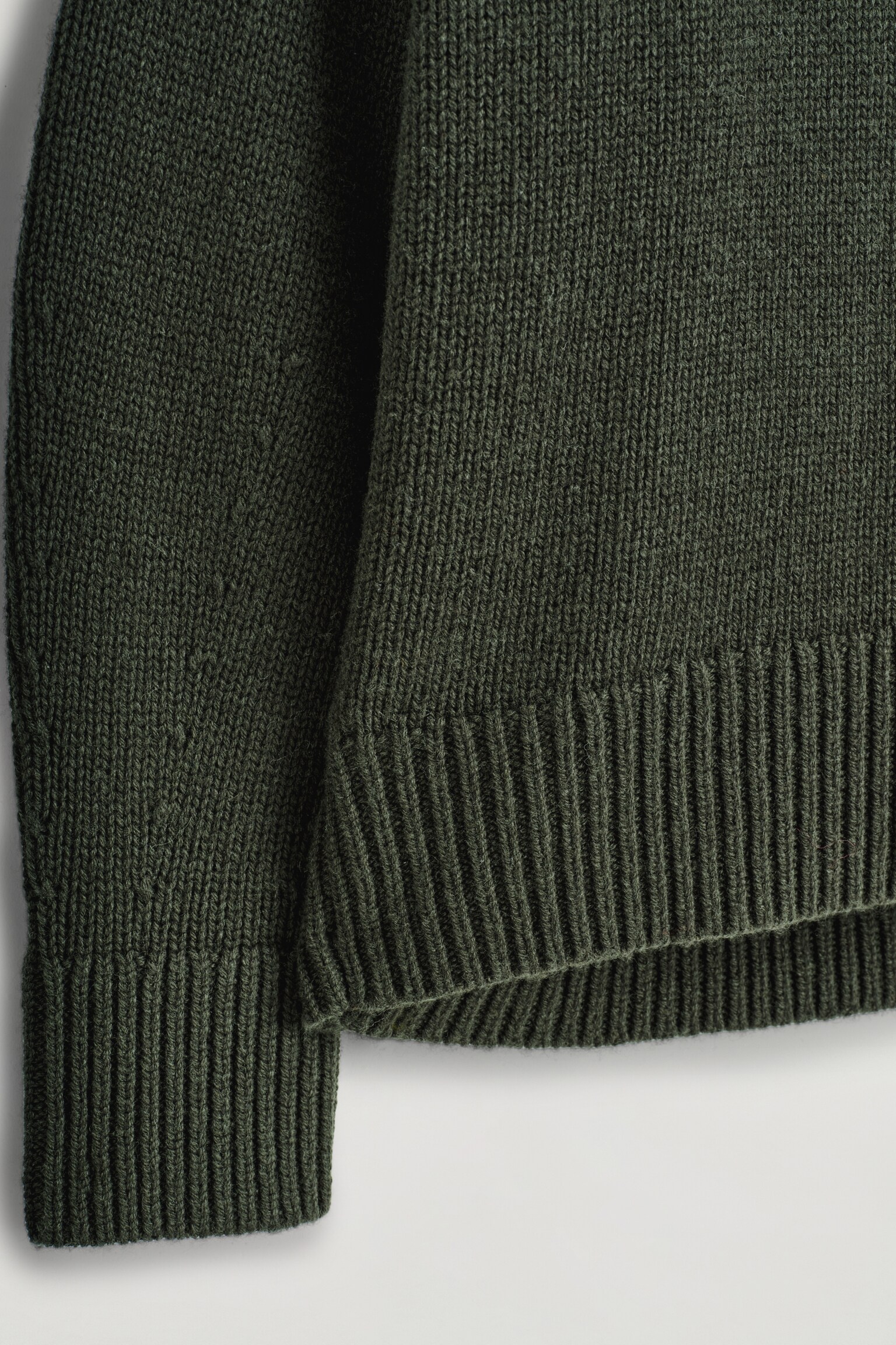 PULL ÉPAIS À COL CHEMINÉE EN MAILLE DE LAINE - VERT FONCÉ/BEIGE CLAIR CHINÉ - 6