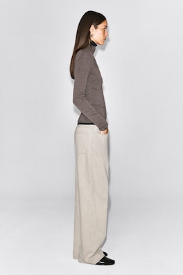 SEAMLESS MERINO WOOL ZIP-UP TOP — LIGHT-BROWN MÉLANGE 4