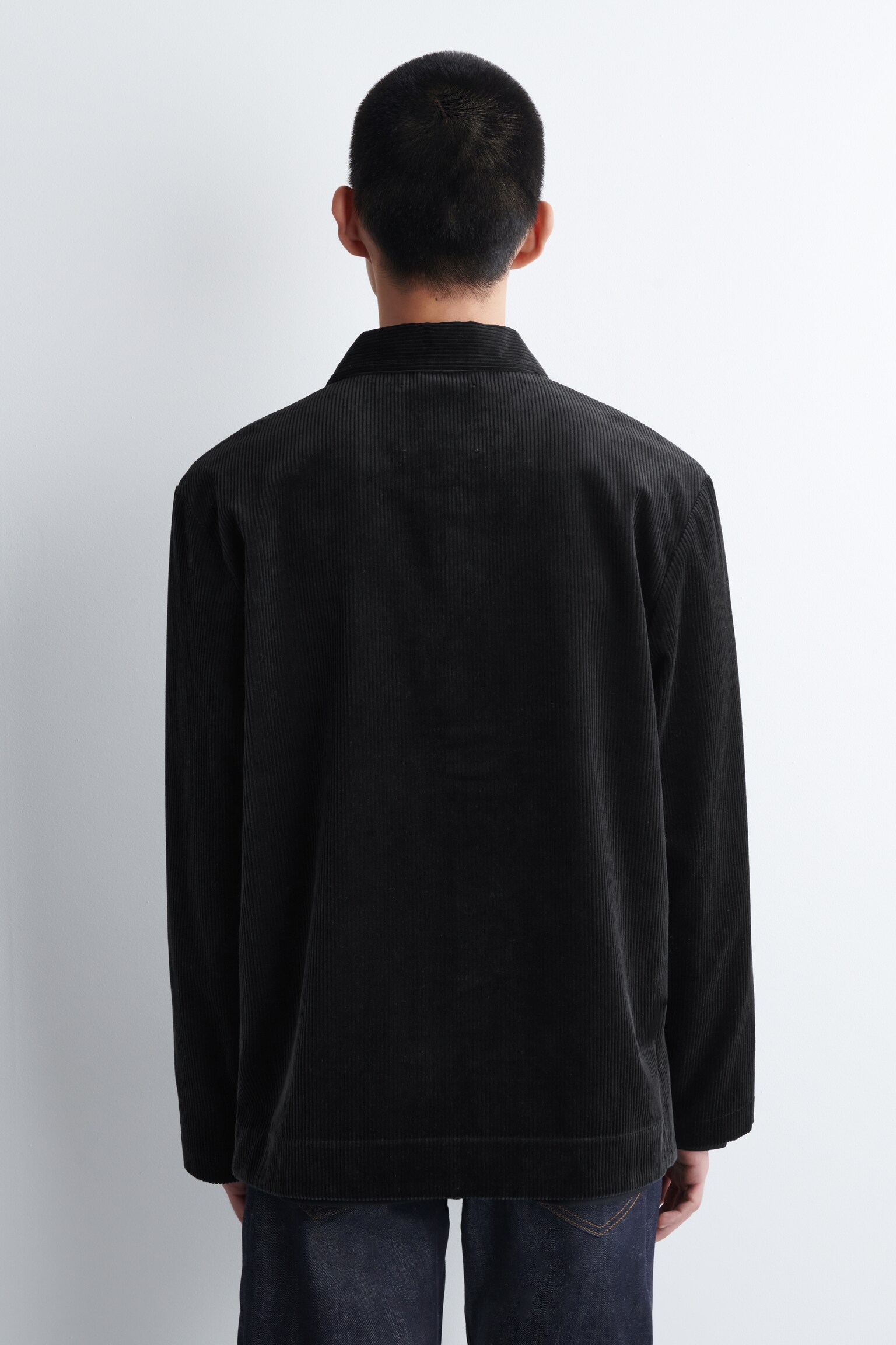 COTTON-CORDUROY OVERSHIRT - BLACK/DARK TURQUOISE - 7