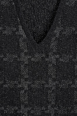 SPARKLY BOUCLÉ-KNIT VEST — BLACK / CHECKED 1