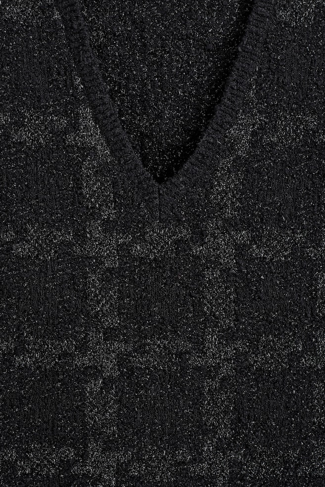 SPARKLY BOUCLÉ-KNIT VEST — BLACK / CHECKED