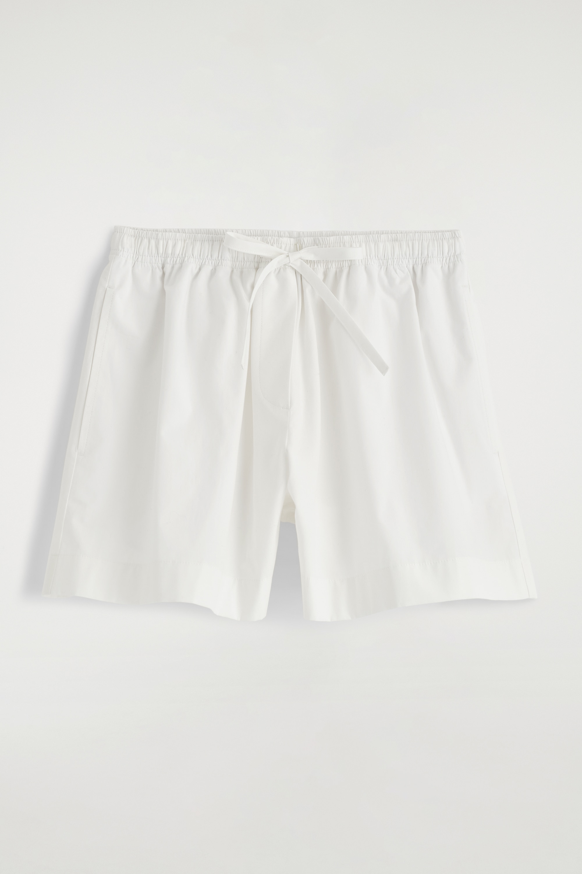 DRAWSTRING COTTON SHORTS - WHITE/BLACK
