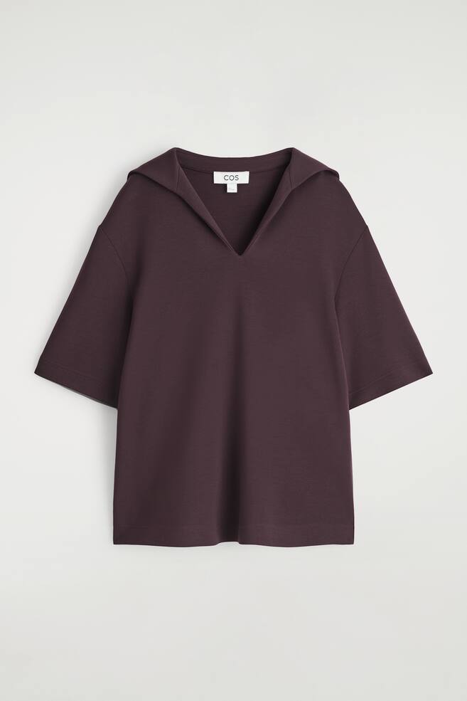 JERSEY-T-SHIRT MIT MATROSENKRAGEN - BURGUNDERROT - 1