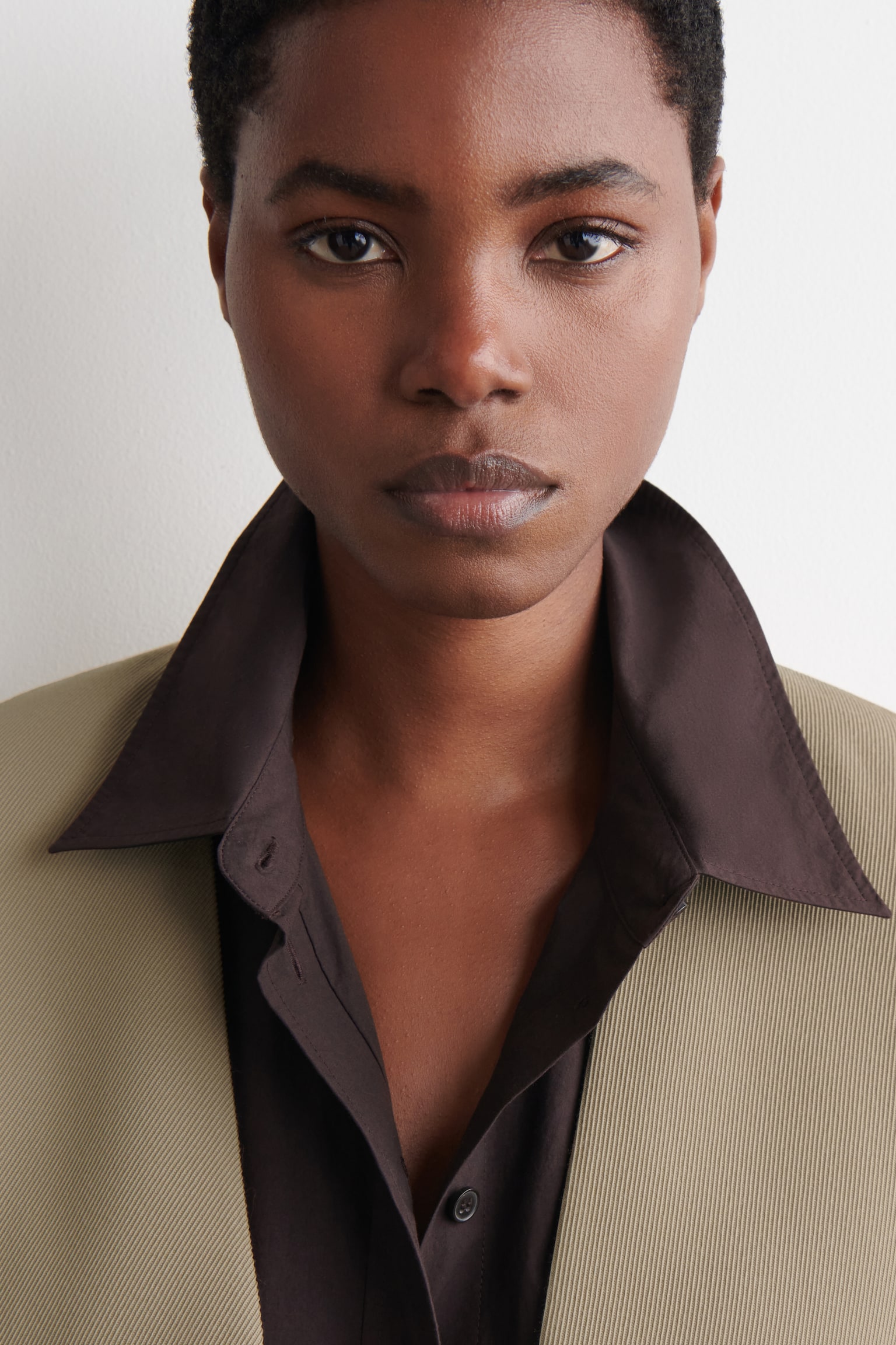 BLAZER IN TWILL DI LANA SENZA COLLETTO - BEIGE - 5