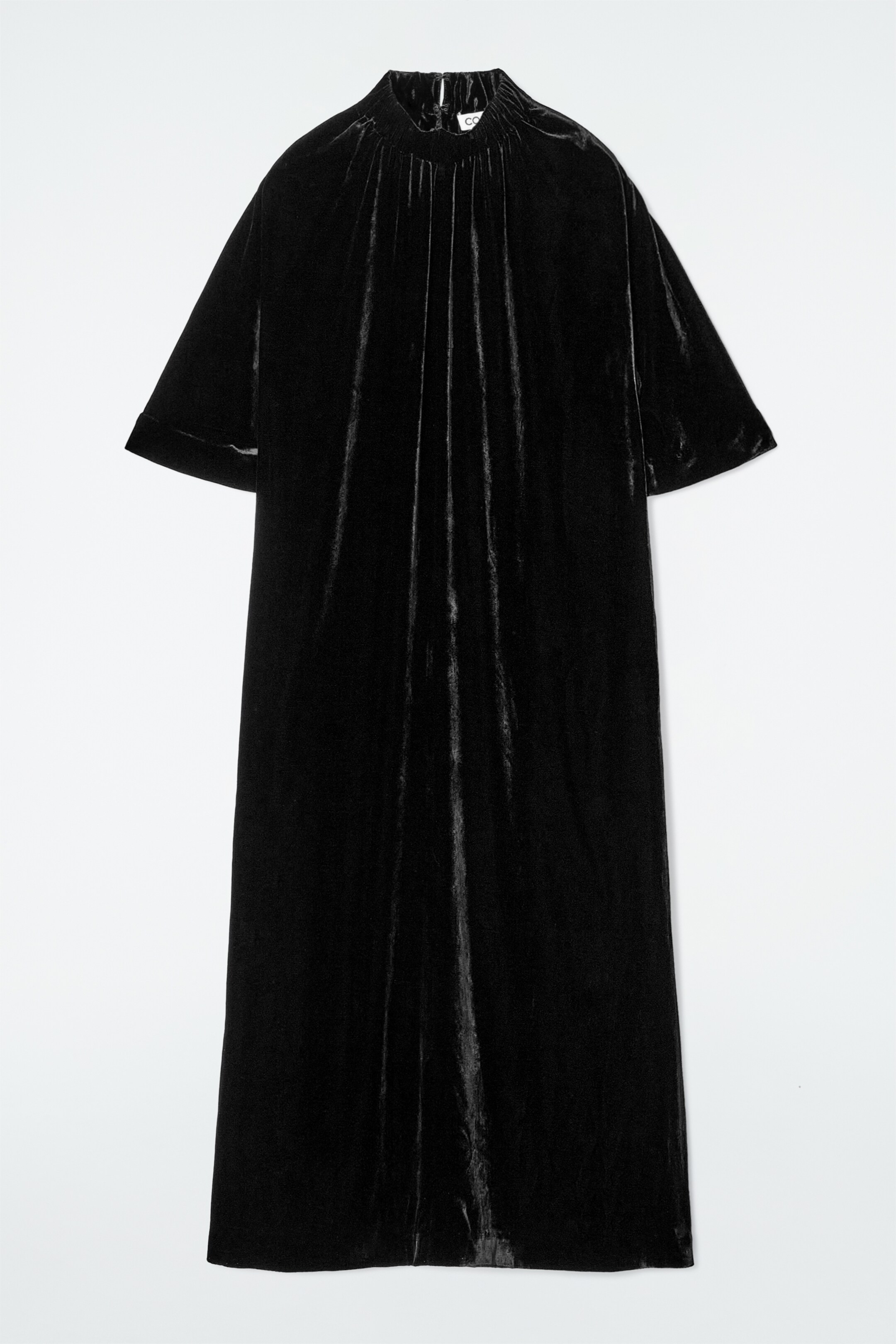Agrandir l'image: ROBE MIDI FRONCÉE VELOURS DE SOIE MÉLANGÉE - NOIR - FEMME | H&M CH 1