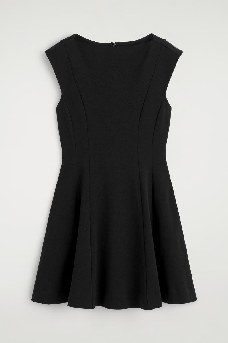 Sculpted Flared Cotton Mini Dress