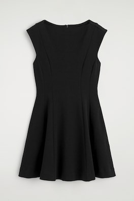 SCULPTED FLARED COTTON MINI DRESS — BLACK 8