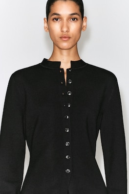 MERINO WOOL-BLEND CARDIGAN — BLACK 6
