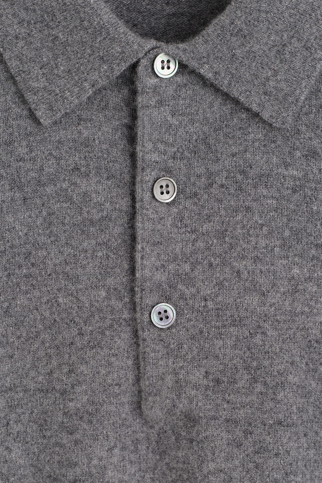 PURE CASHMERE POLO SWEATER — GRAY MÉLANGE