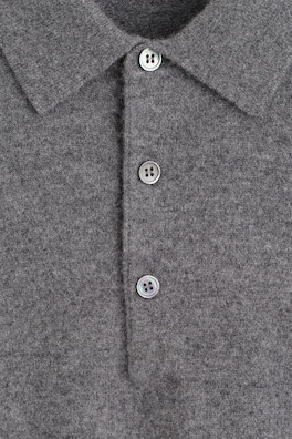 PURE CASHMERE POLO SWEATER — GRAY MÉLANGE 6