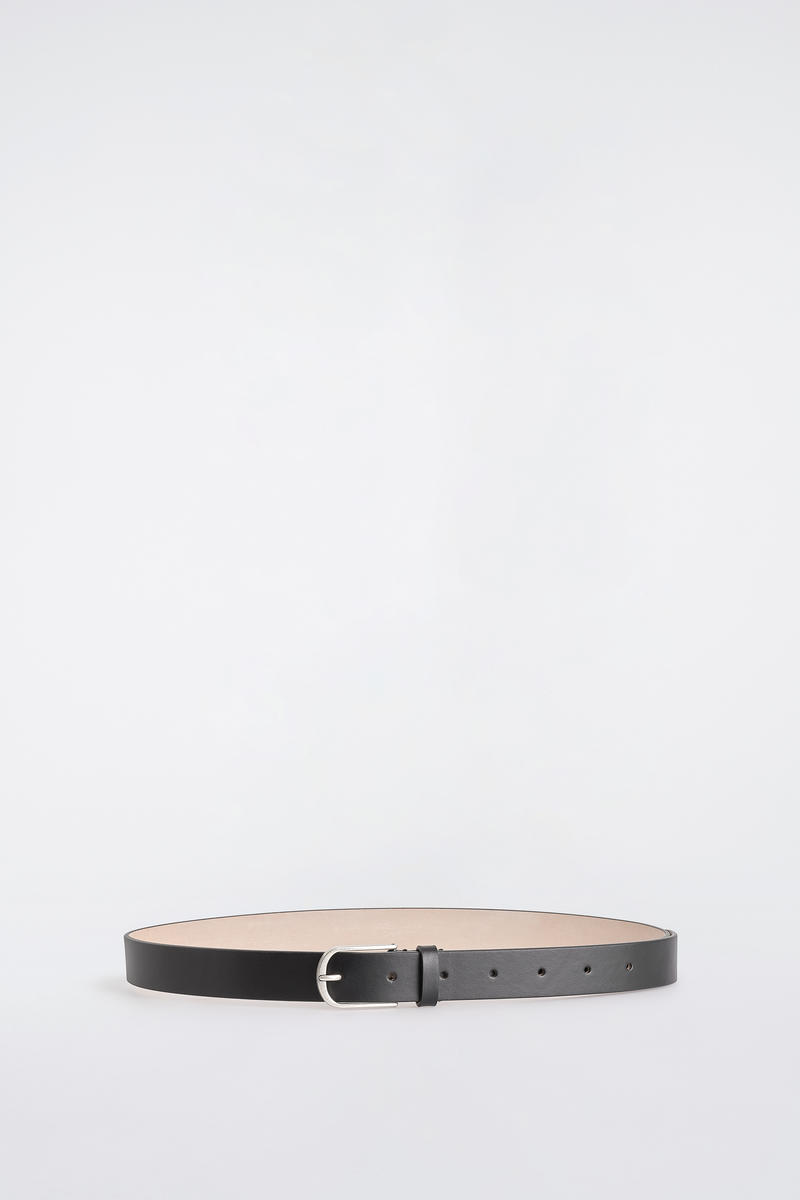 Cos Rounded-buckle Leather Belt In Black