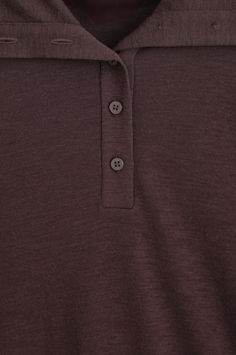 MERINO WOOL BUTTONED MOCK-NECK TOP — BURGUNDY 7